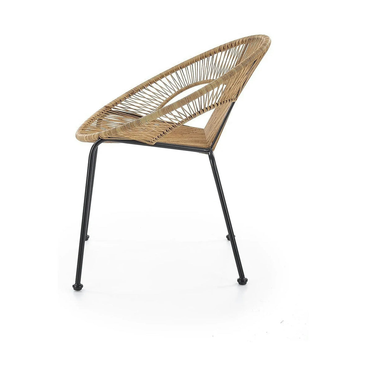Scaun de gradina BARI, maro/negru, rattan sintetic/otel, 69x60x74x44 cm