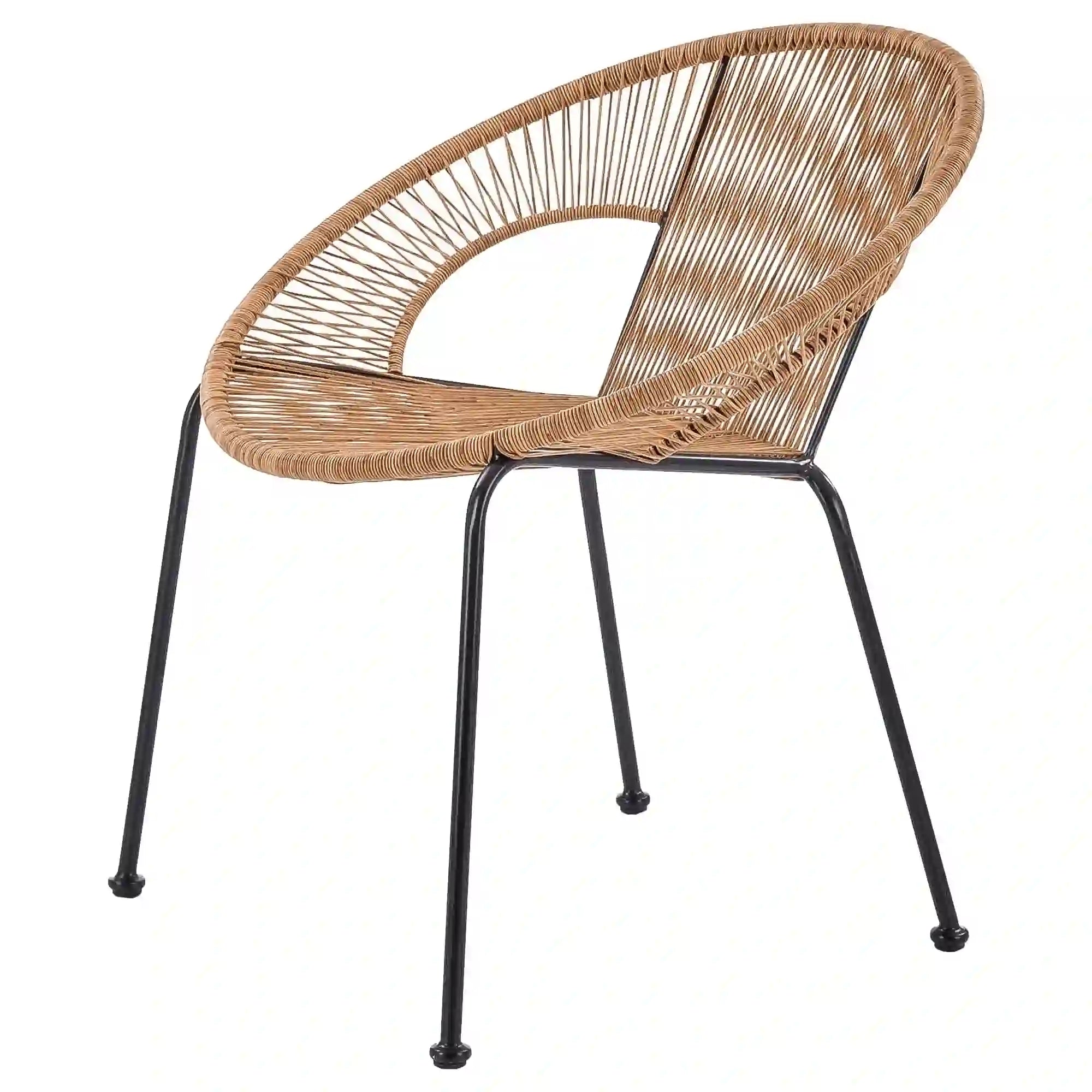 Scaun de gradina BARI, maro/negru, rattan sintetic/otel, 69x60x74x44 cm