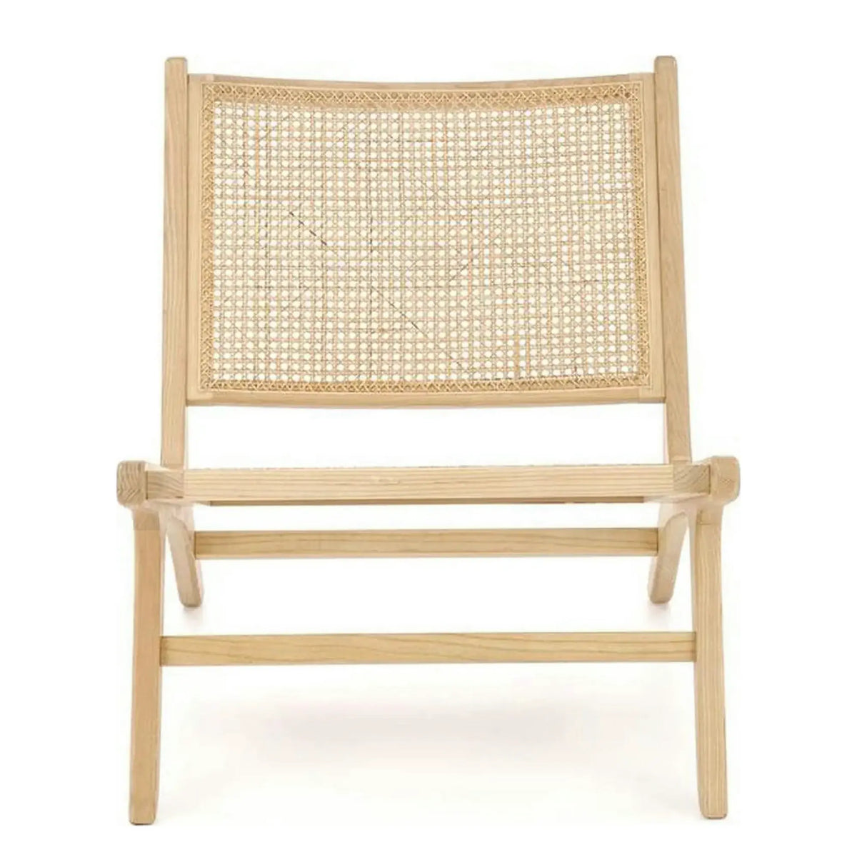 Scaun de gradina FODEN 2, stejar deschis, ratan natural/lemn, 65x82x74 cm