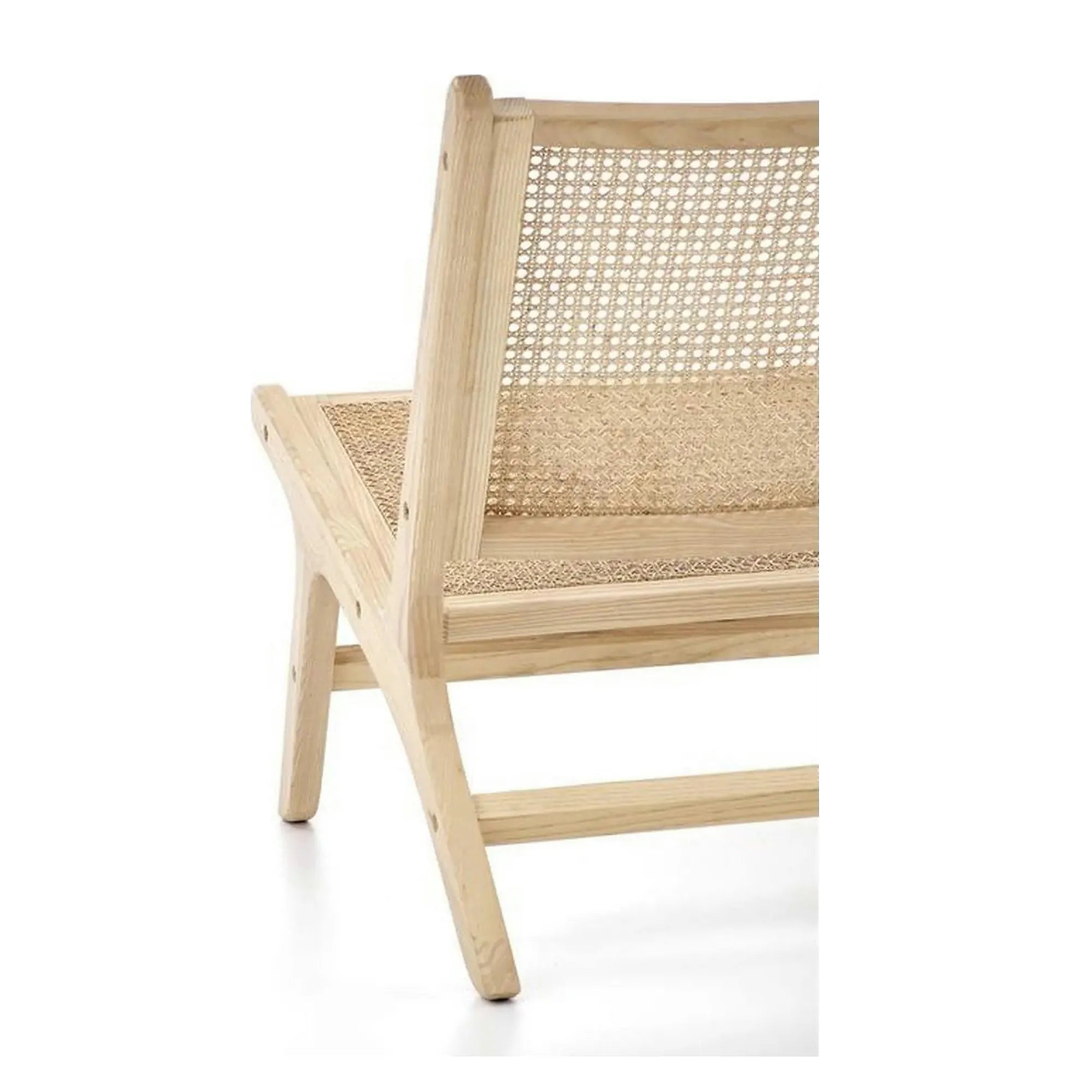 Scaun de gradina FODEN 2, stejar deschis, ratan natural/lemn, 65x82x74 cm