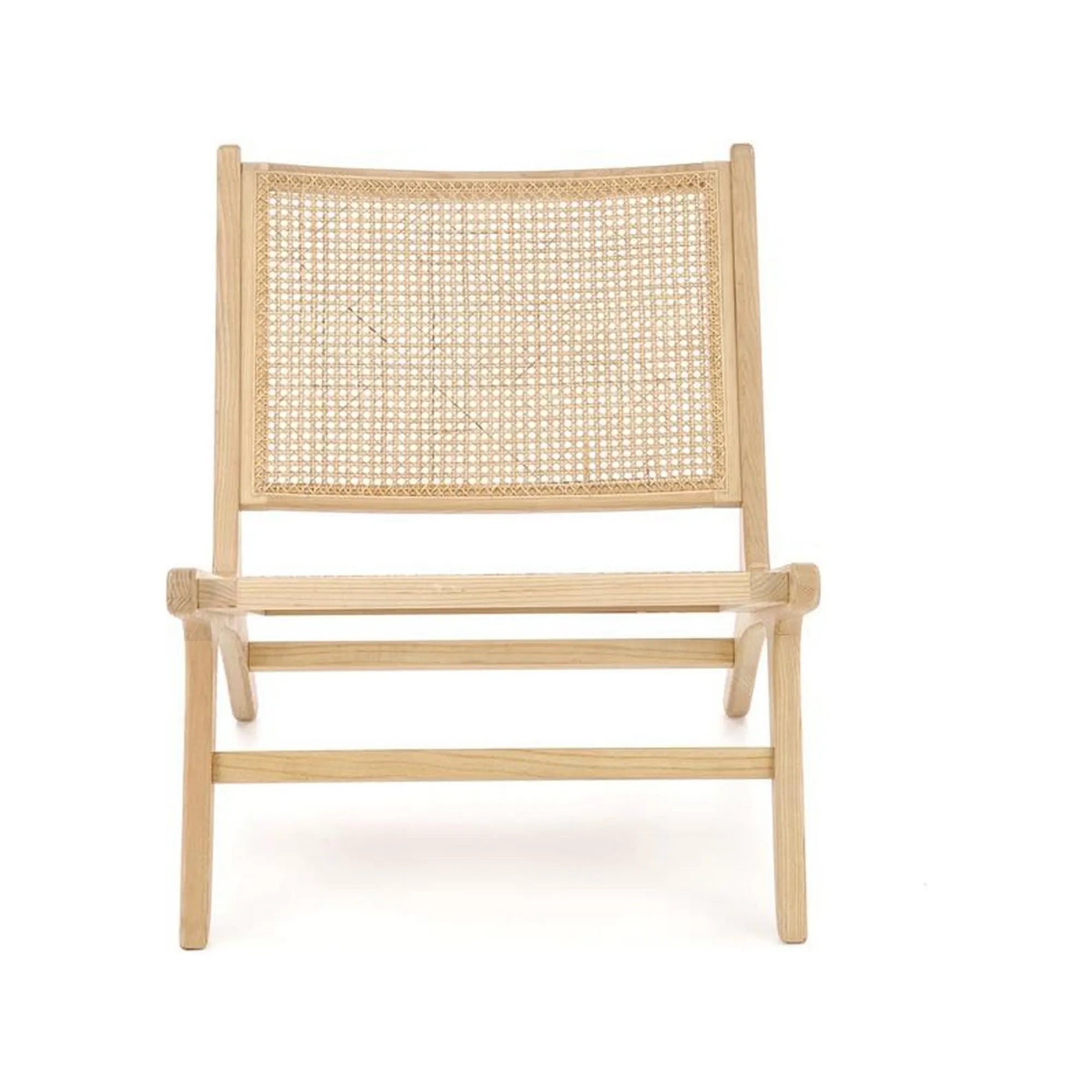 Scaun de gradina FODEN 2, stejar deschis, ratan natural/lemn, 65x82x74 cm