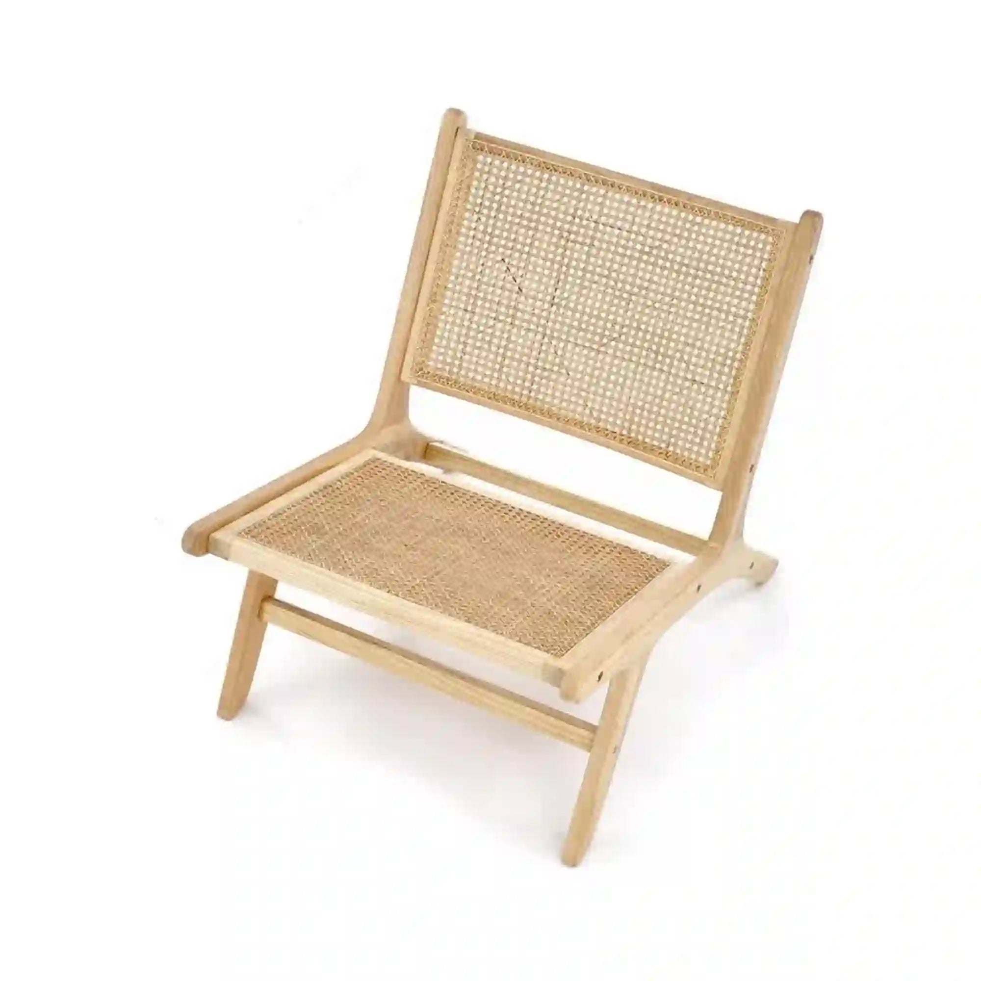 Scaun de gradina FODEN 2, stejar deschis, ratan natural/lemn, 65x82x74 cm