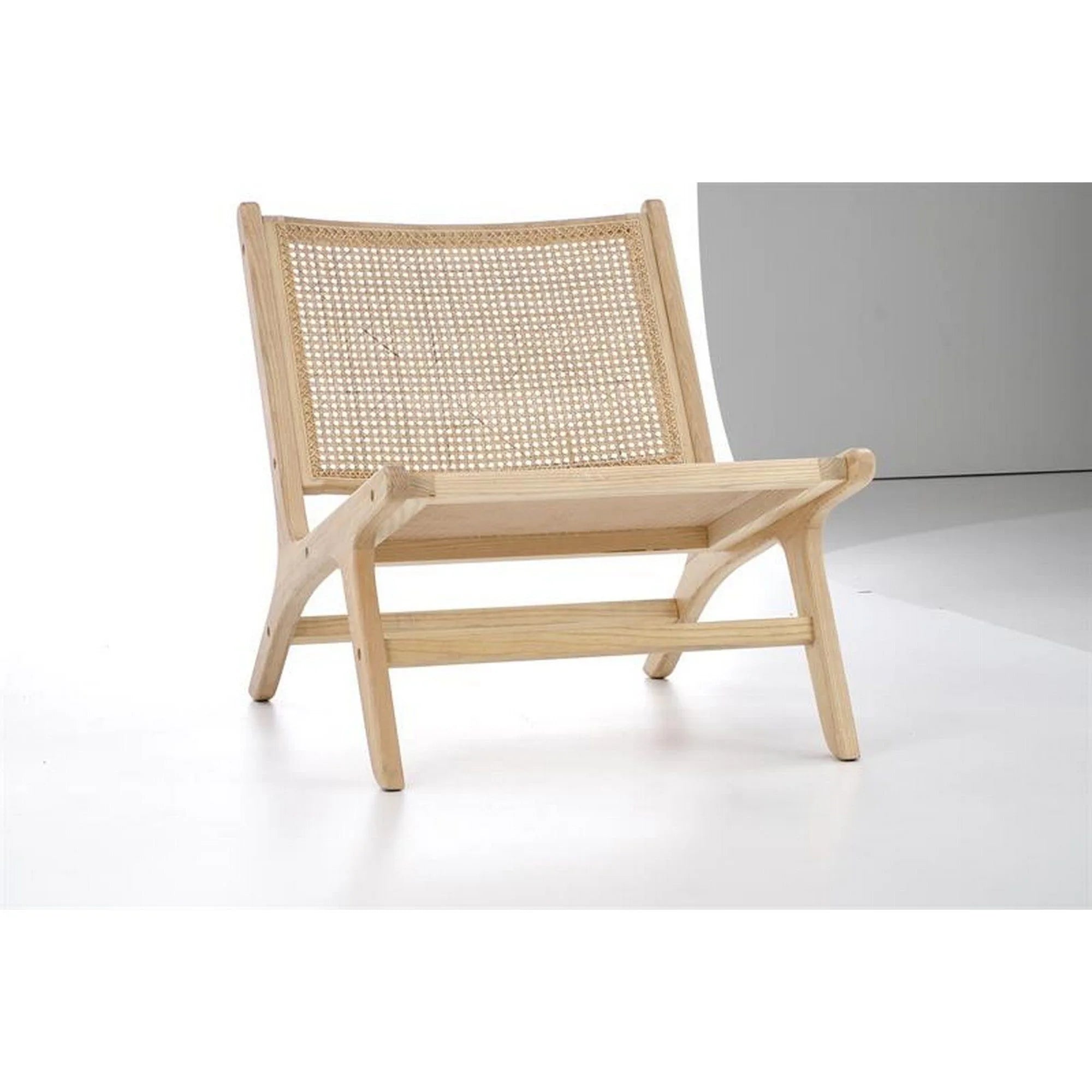 Scaun de gradina FODEN 2, stejar deschis, ratan natural/lemn, 65x82x74 cm