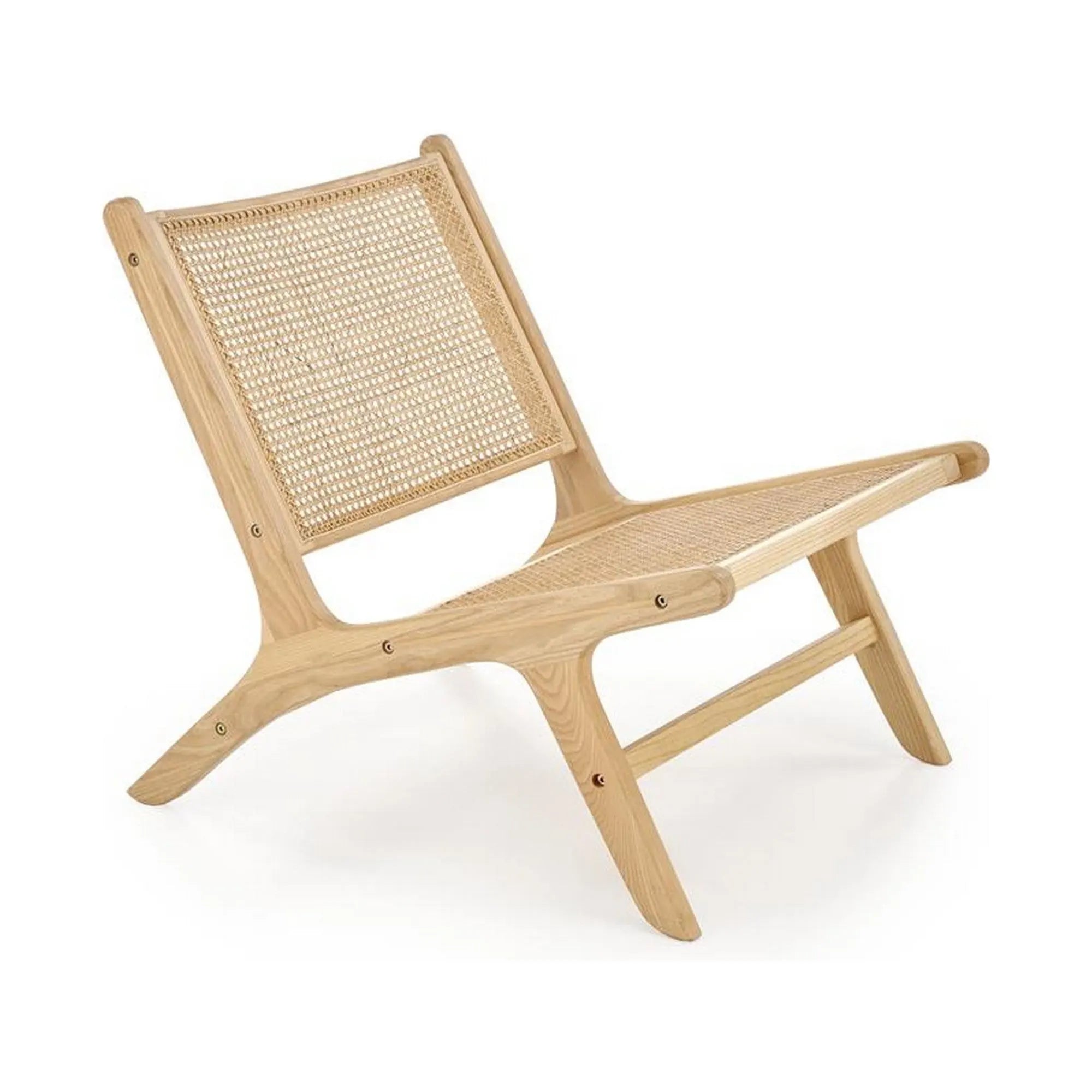 Scaun de gradina FODEN 2, stejar deschis, ratan natural/lemn, 65x82x74 cm