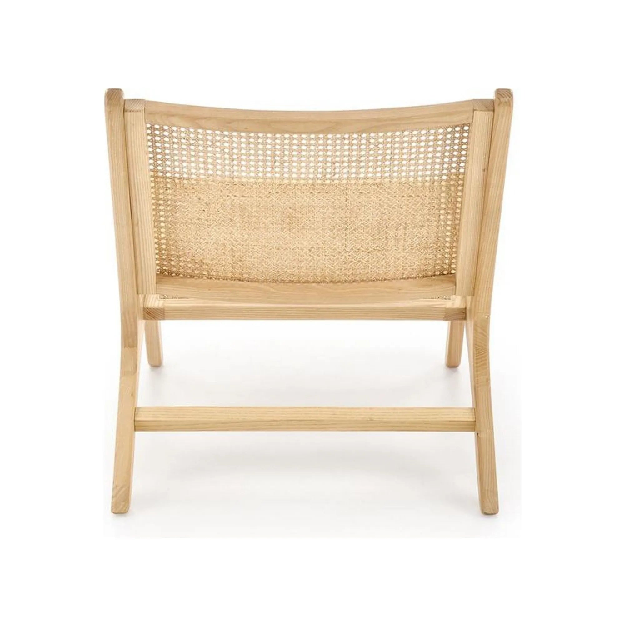 Scaun de gradina FODEN 2, stejar deschis, ratan natural/lemn, 65x82x74 cm