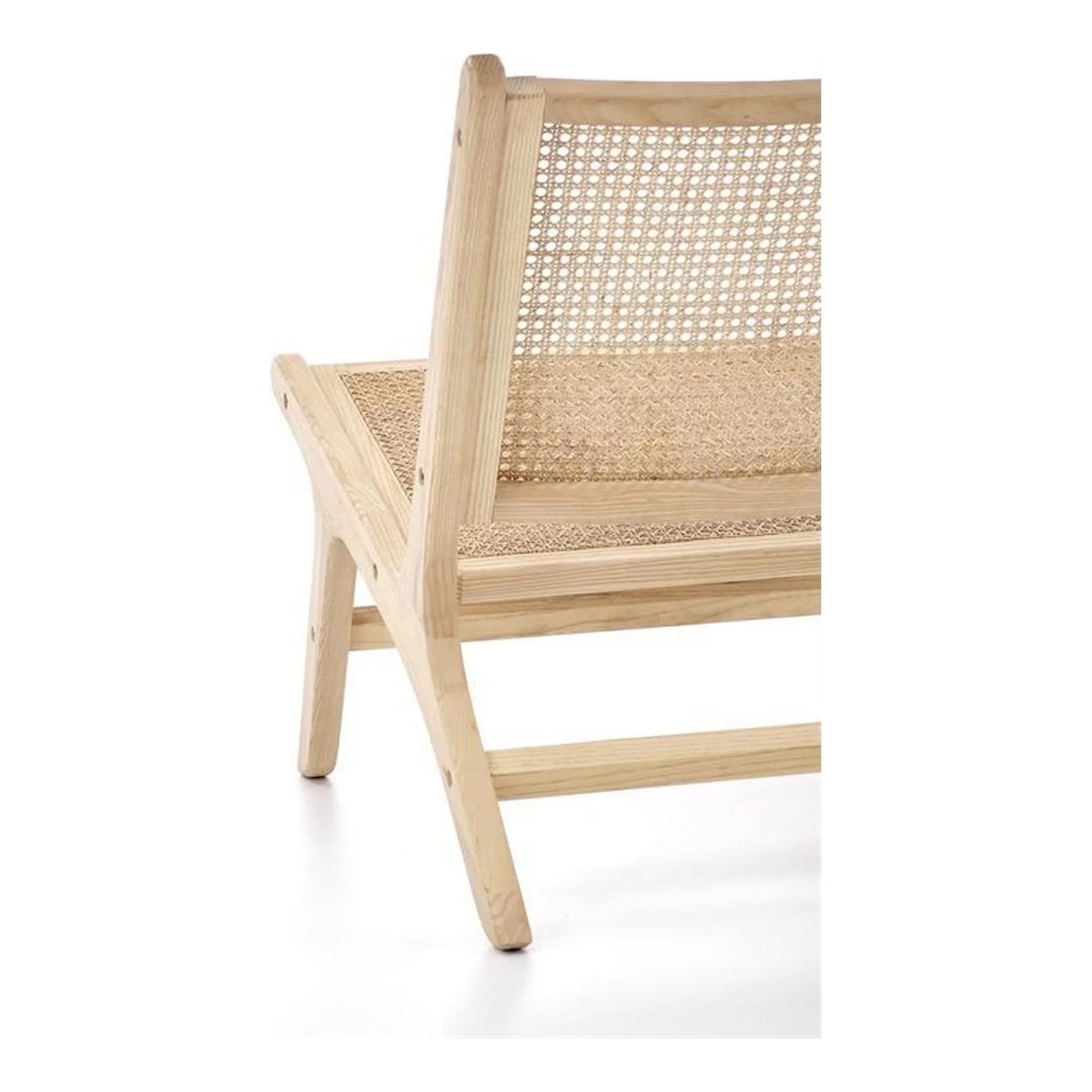 Scaun de gradina FODEN 2, stejar deschis, ratan natural/lemn, 65x82x74 cm