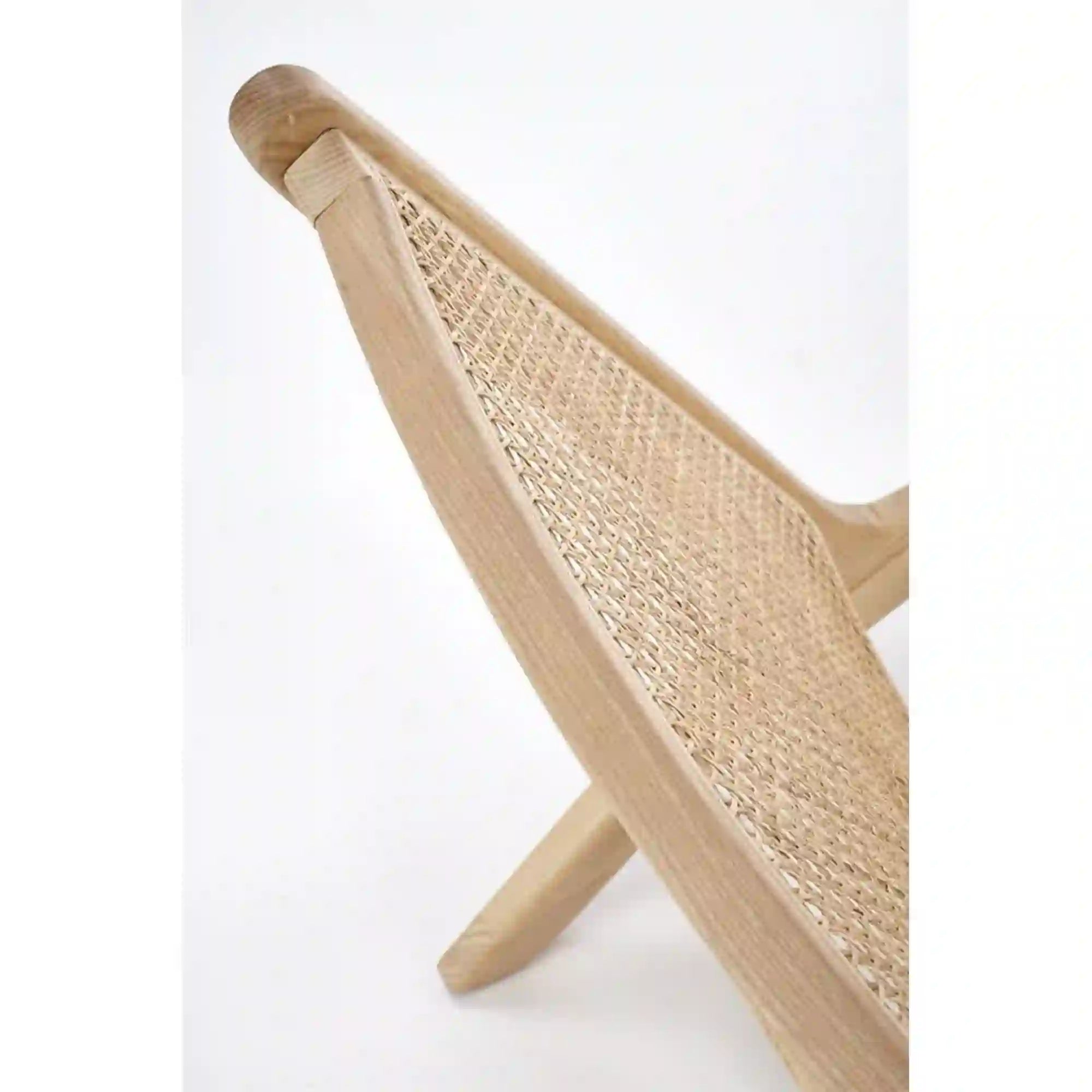 Scaun de gradina FODEN 2, stejar deschis, ratan natural/lemn, 65x82x74 cm