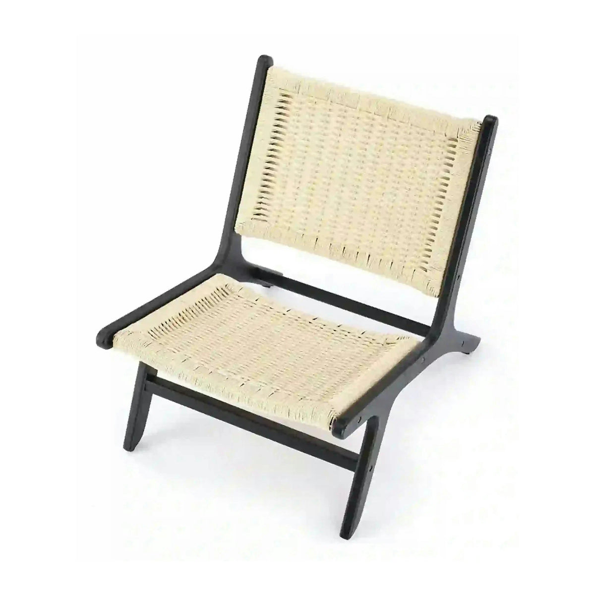 Scaun de gradina FODEN, bej deschis/negru, rattan natural/lemn, 65x74x84 cm