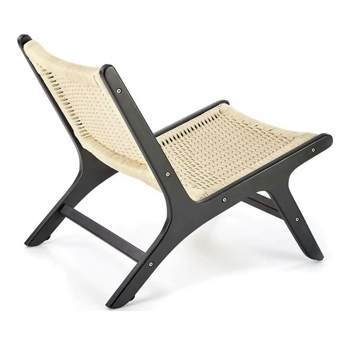 Scaun de gradina FODEN, bej deschis/negru, rattan natural/lemn, 65x74x84 cm