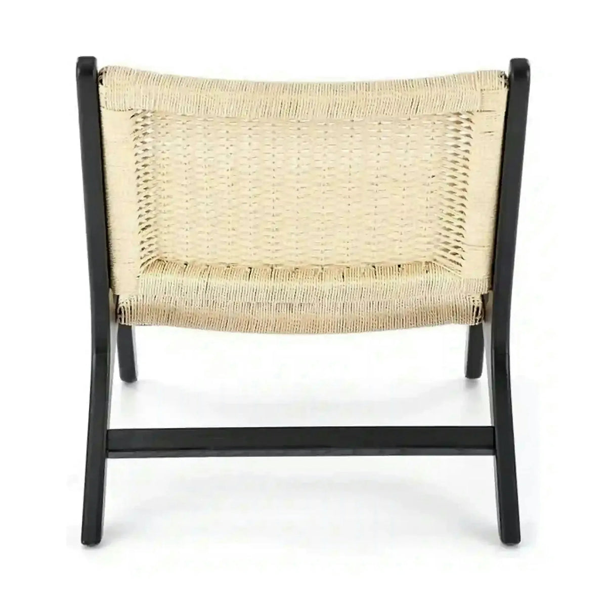 Scaun de gradina FODEN, bej deschis/negru, rattan natural/lemn, 65x74x84 cm
