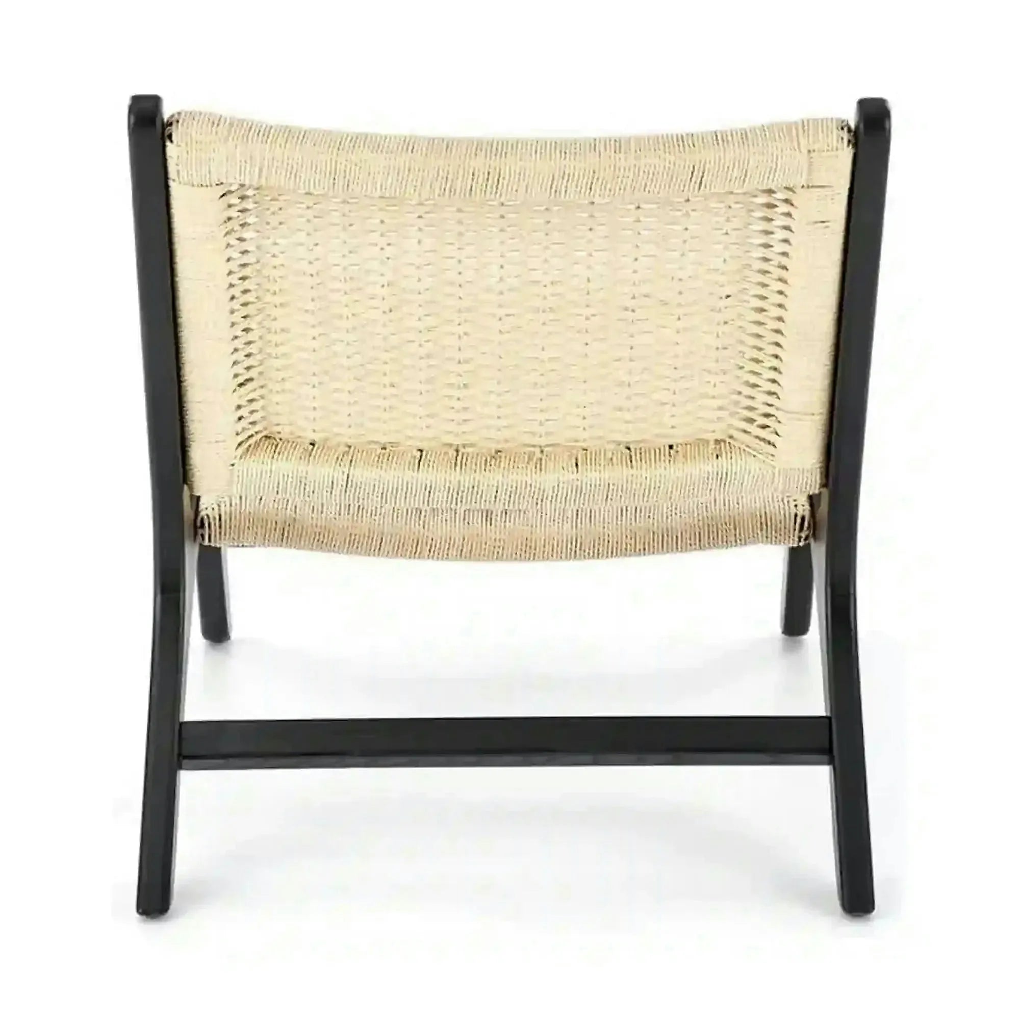 Scaun de gradina FODEN, bej deschis/negru, rattan natural/lemn, 65x74x84 cm