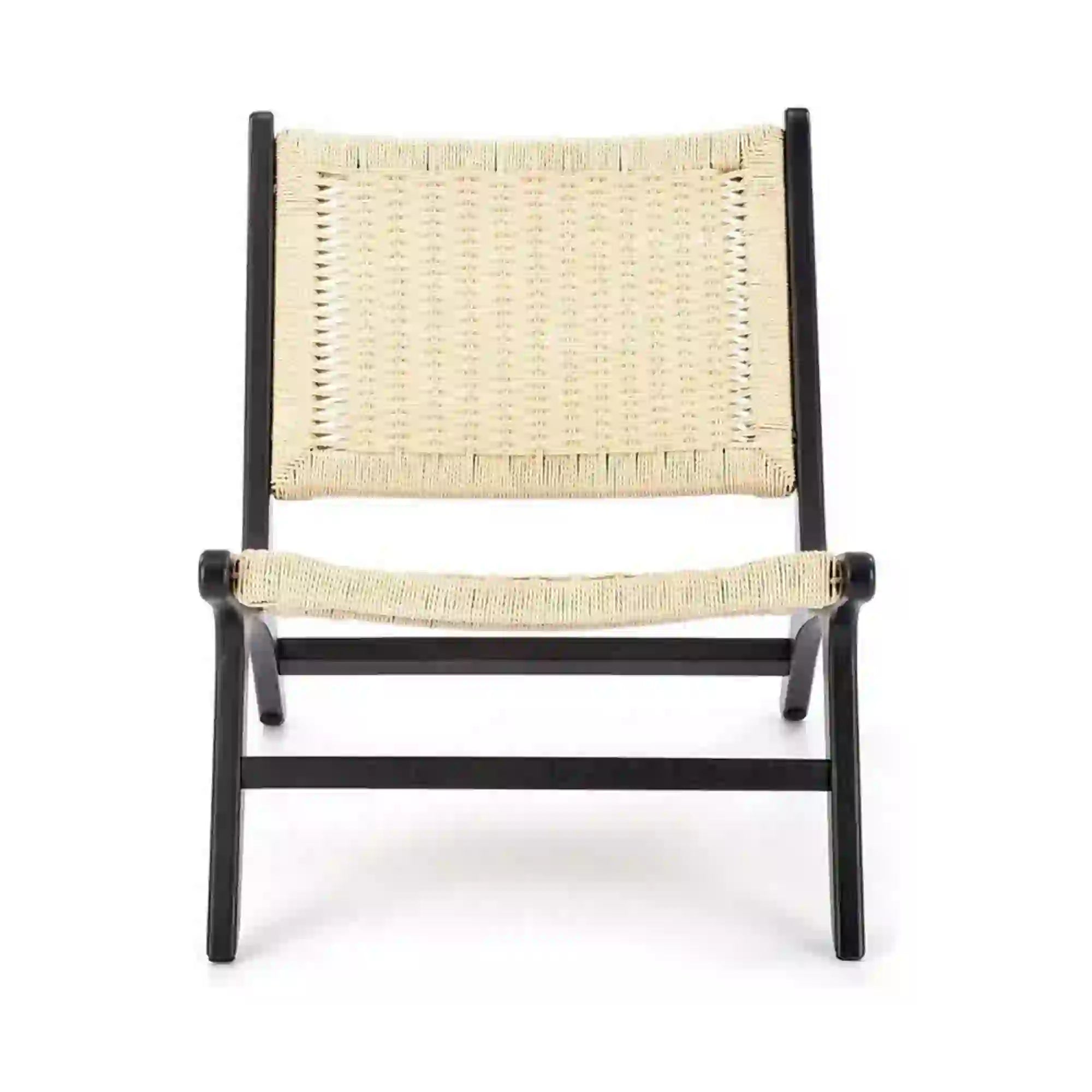 Scaun de gradina FODEN, bej deschis/negru, rattan natural/lemn, 65x74x84 cm