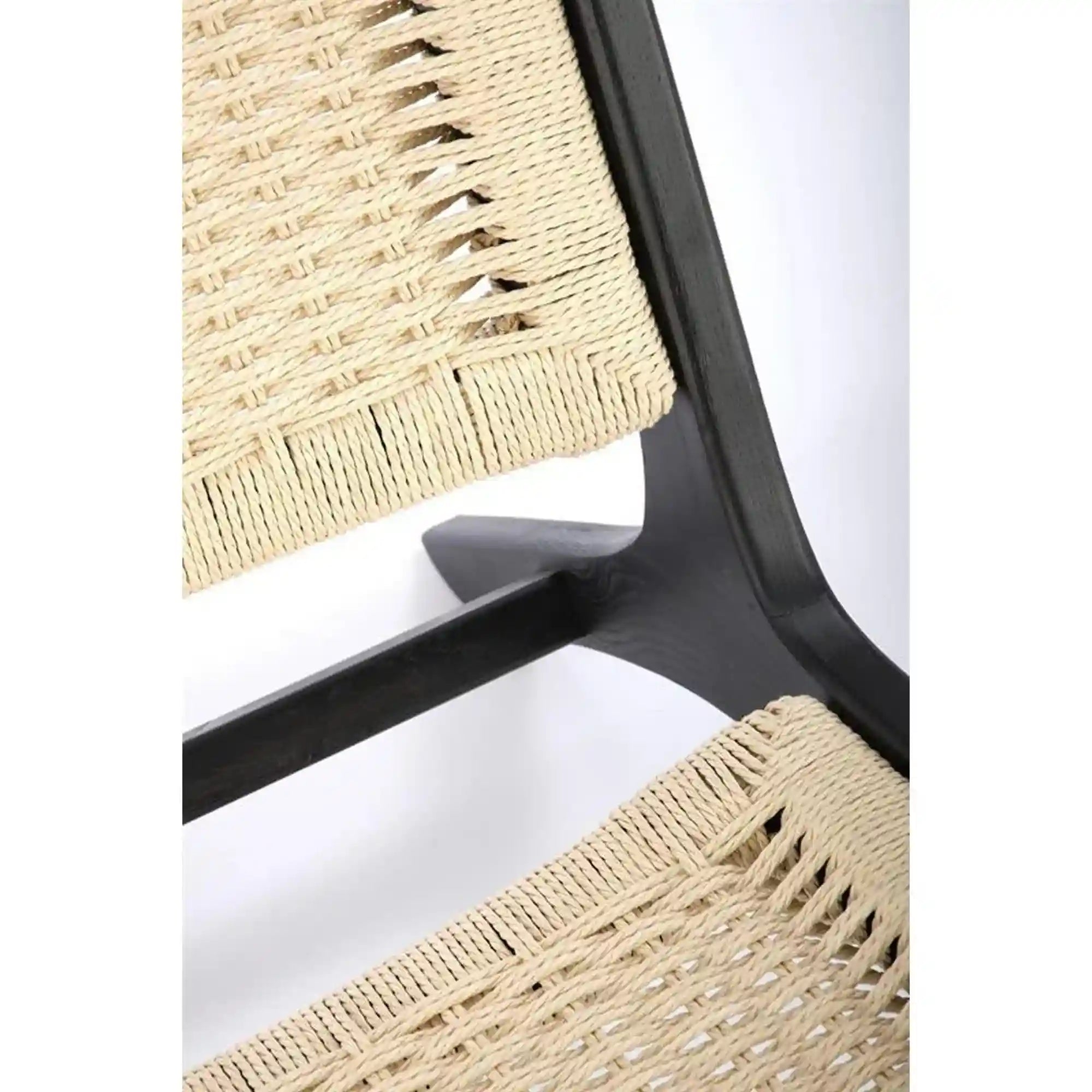 Scaun de gradina FODEN, bej deschis/negru, rattan natural/lemn, 65x74x84 cm