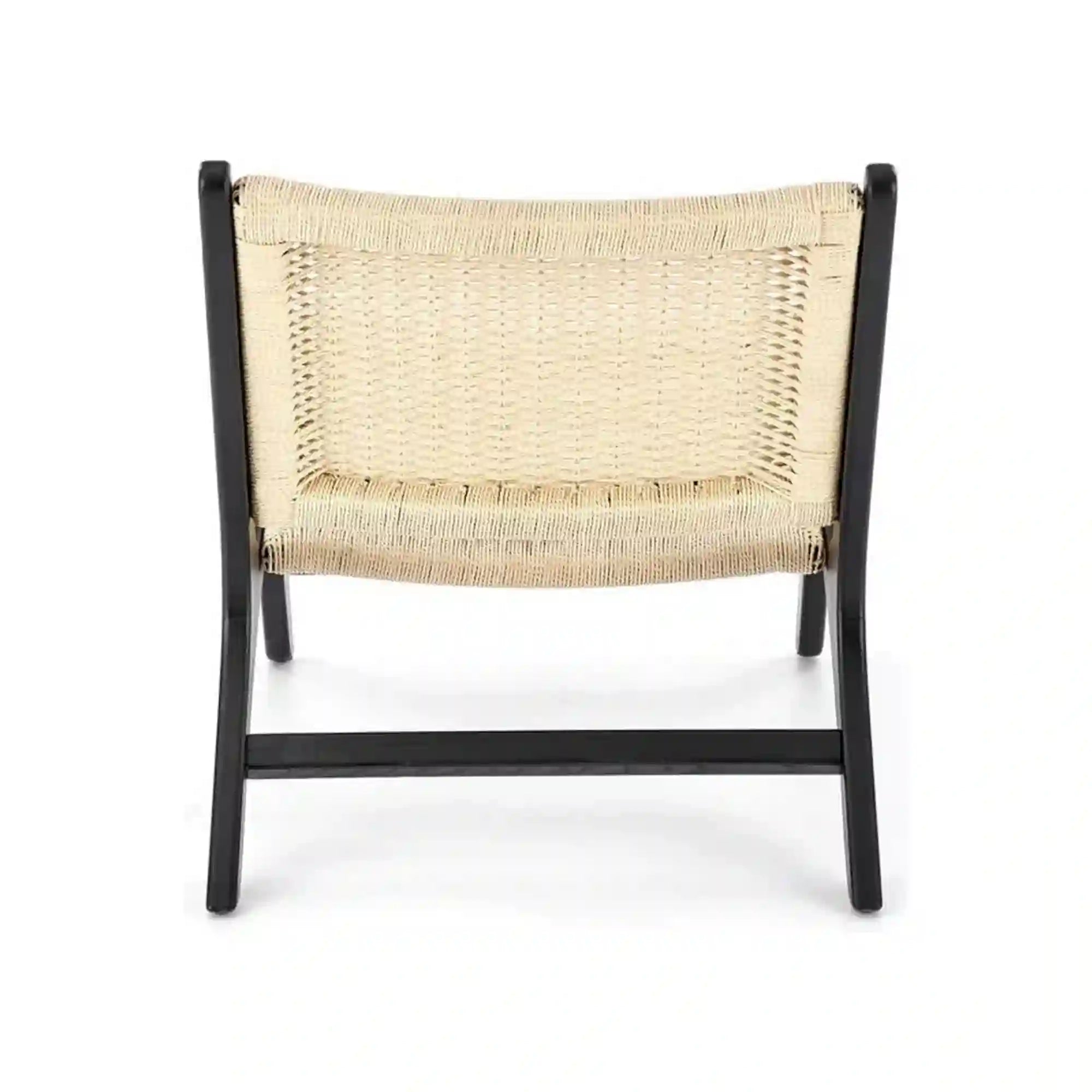 Scaun de gradina FODEN, bej deschis/negru, rattan natural/lemn, 65x74x84 cm