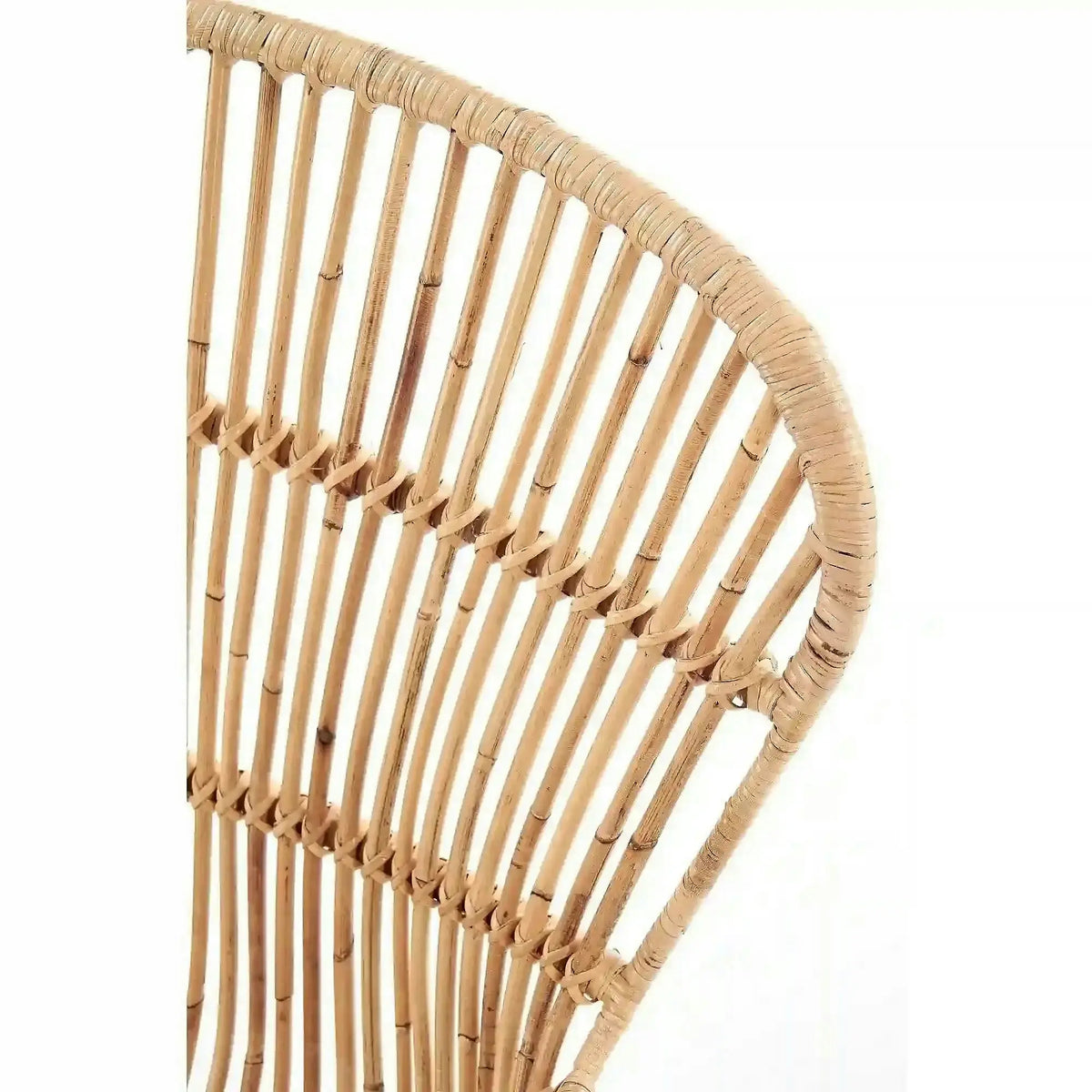 Scaun de gradina K335, bej/negru, rattan natural/otel, 61x63x90x45 cm