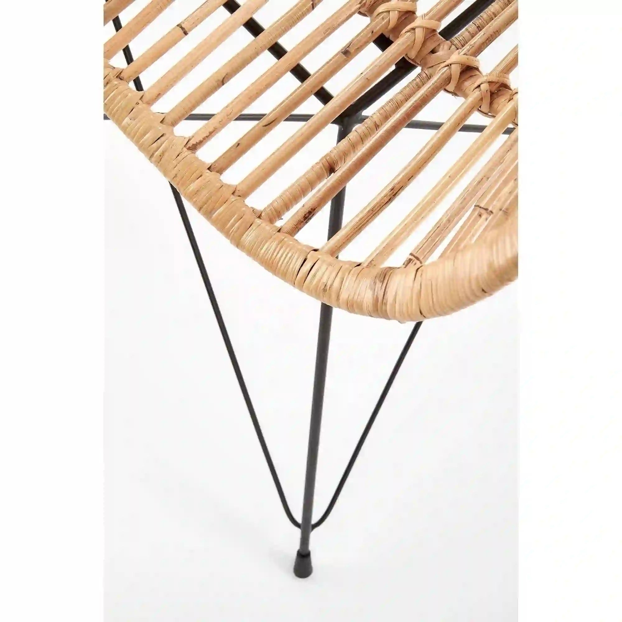 Scaun de gradina K335, bej/negru, rattan natural/otel, 61x63x90x45 cm