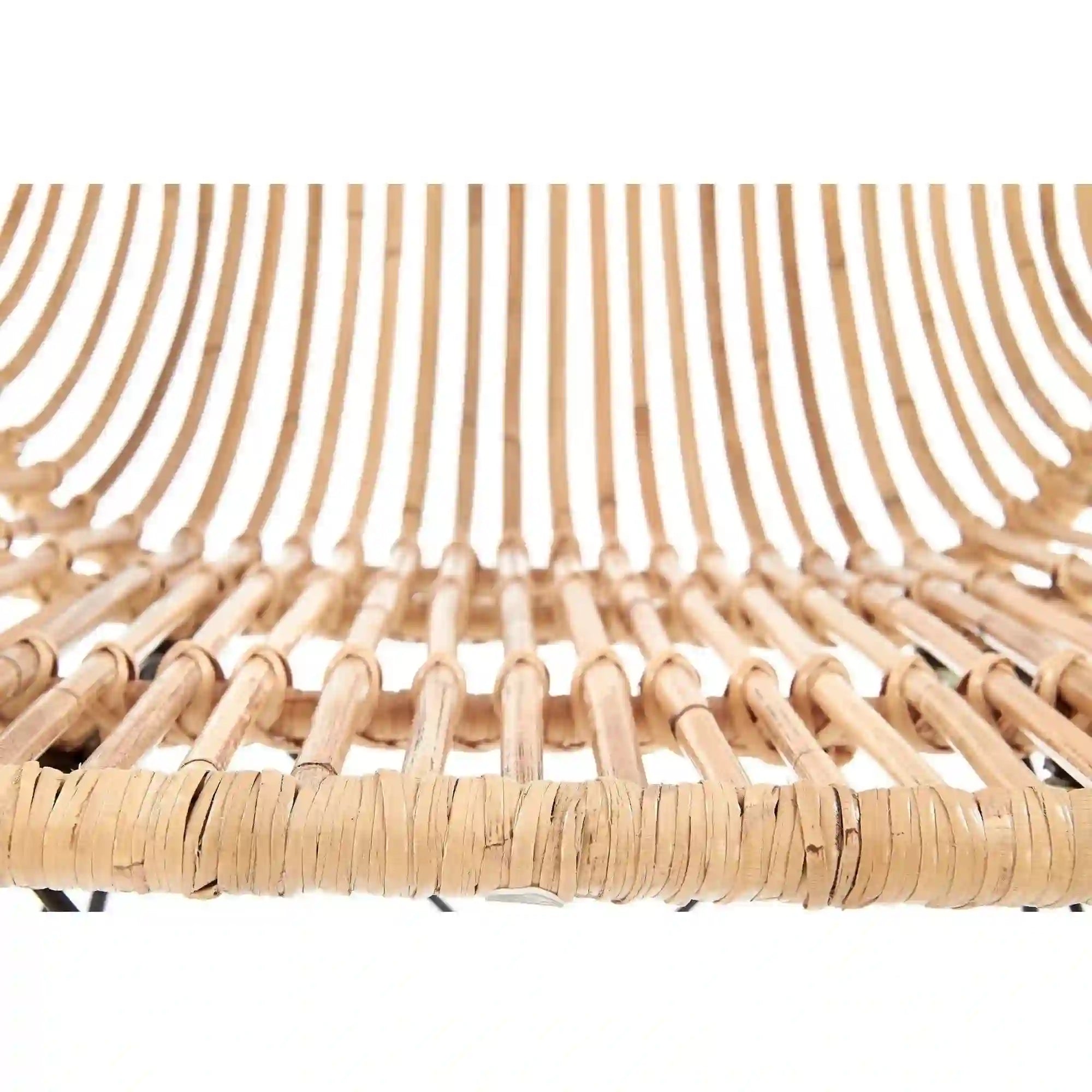 Scaun de gradina K335, bej/negru, rattan natural/otel, 61x63x90x45 cm