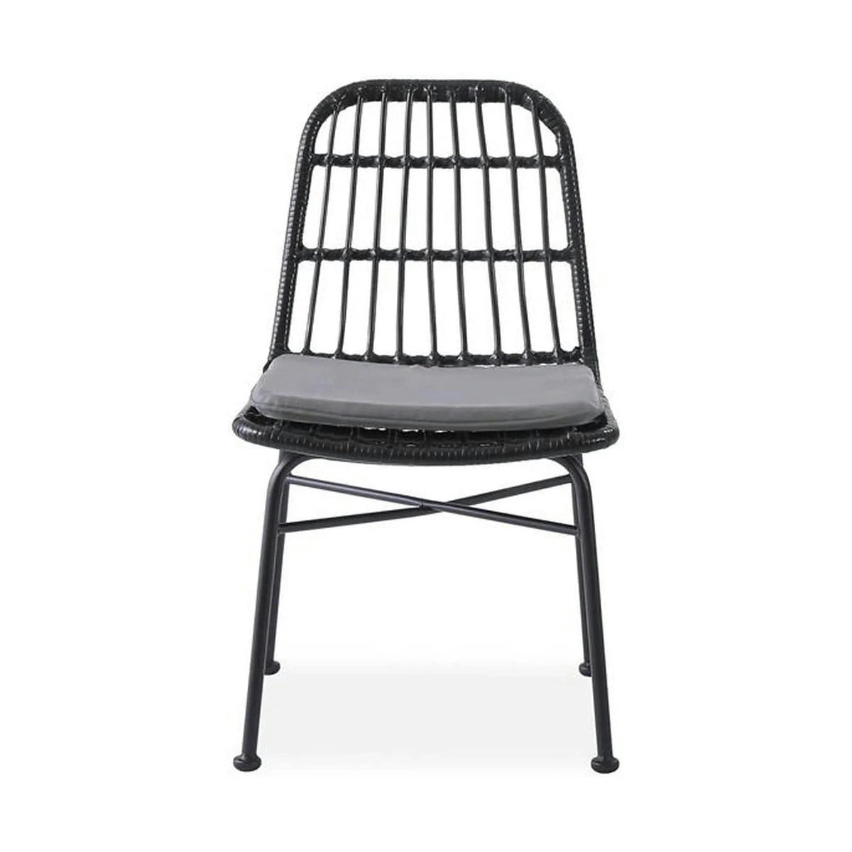 Scaun de gradina K401, gri/negru, rattan sintetic/otel, 47x45x85x43 cm