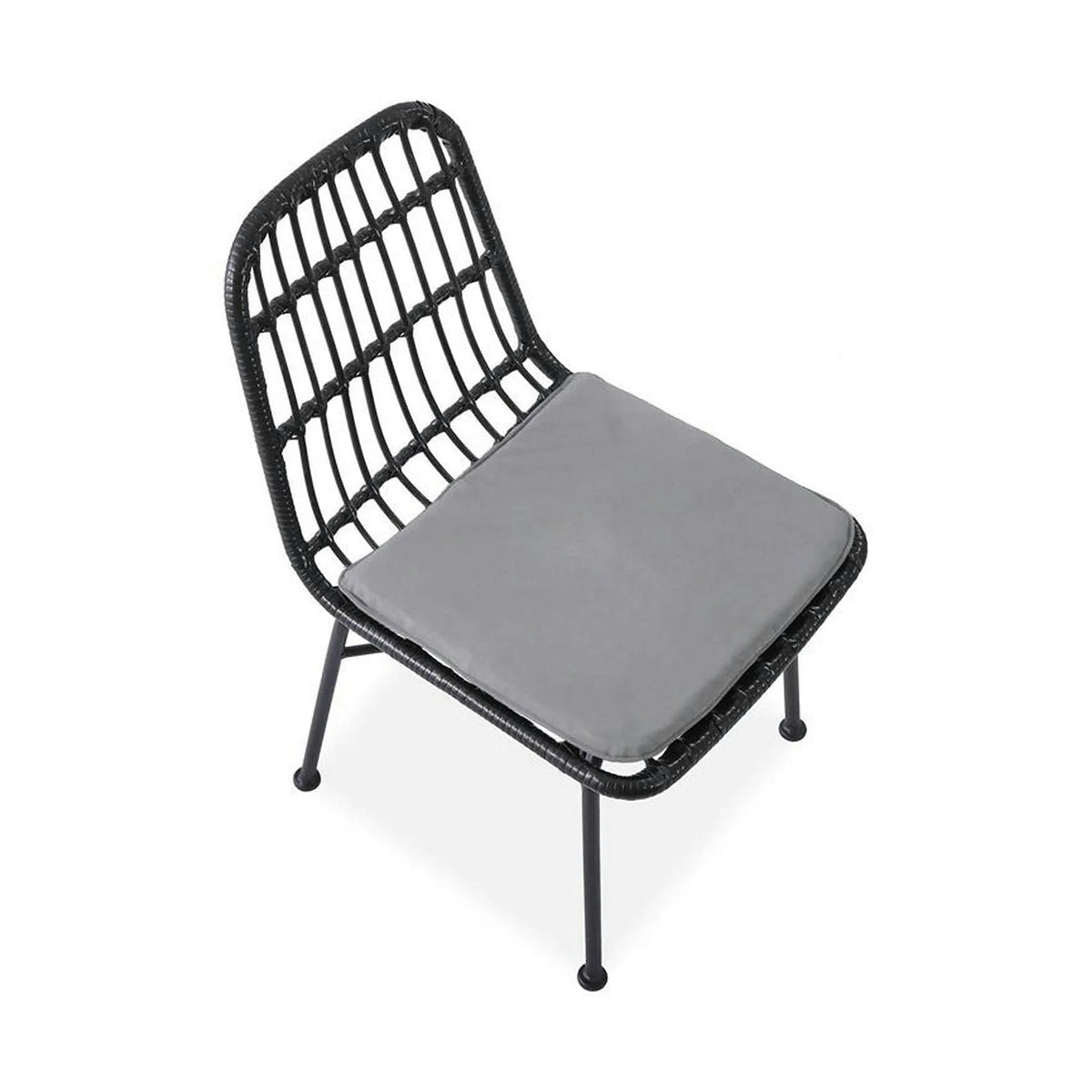 Scaun de gradina K401, gri/negru, rattan sintetic/otel, 47x45x85x43 cm