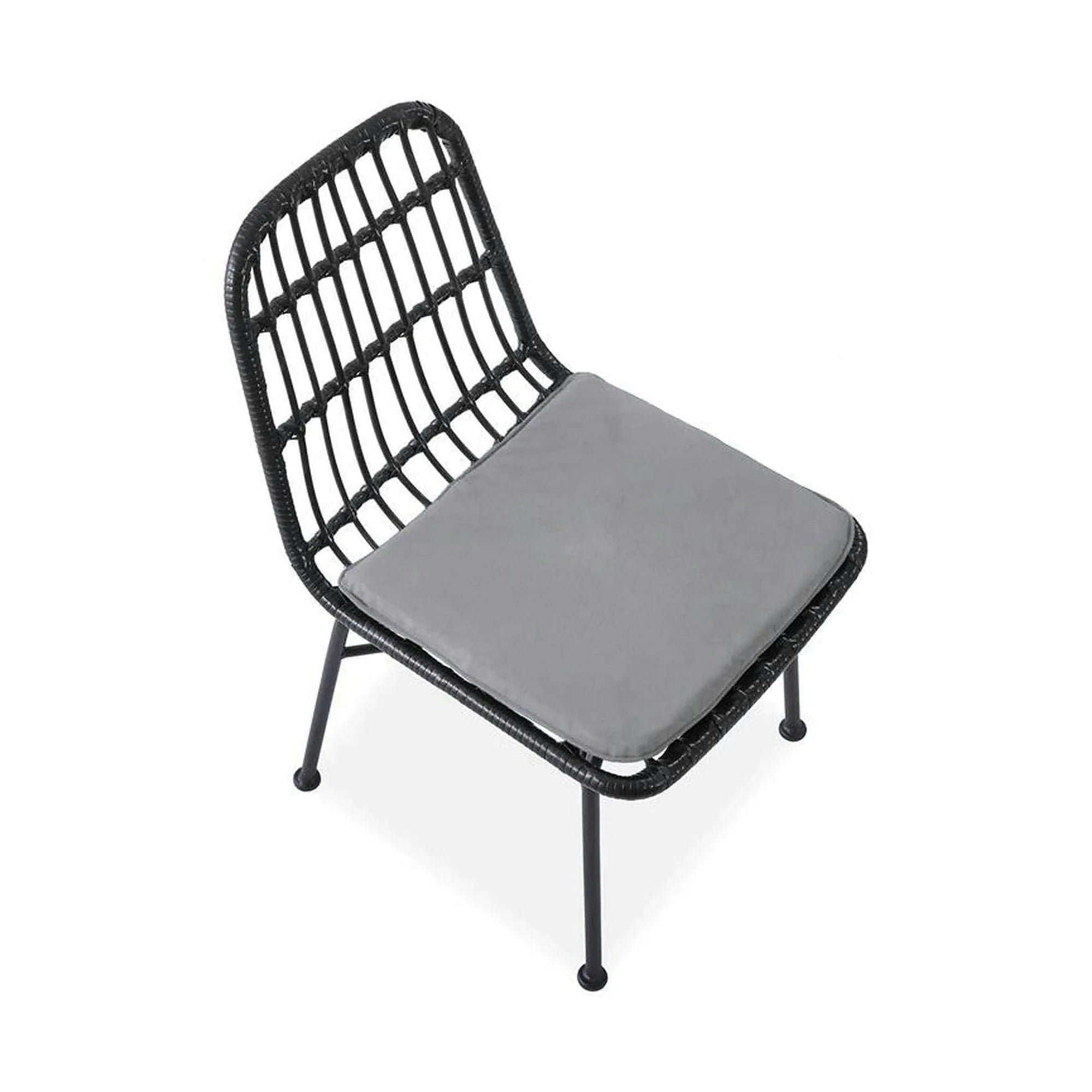 Scaun de gradina K401, gri/negru, rattan sintetic/otel, 47x45x85x43 cm