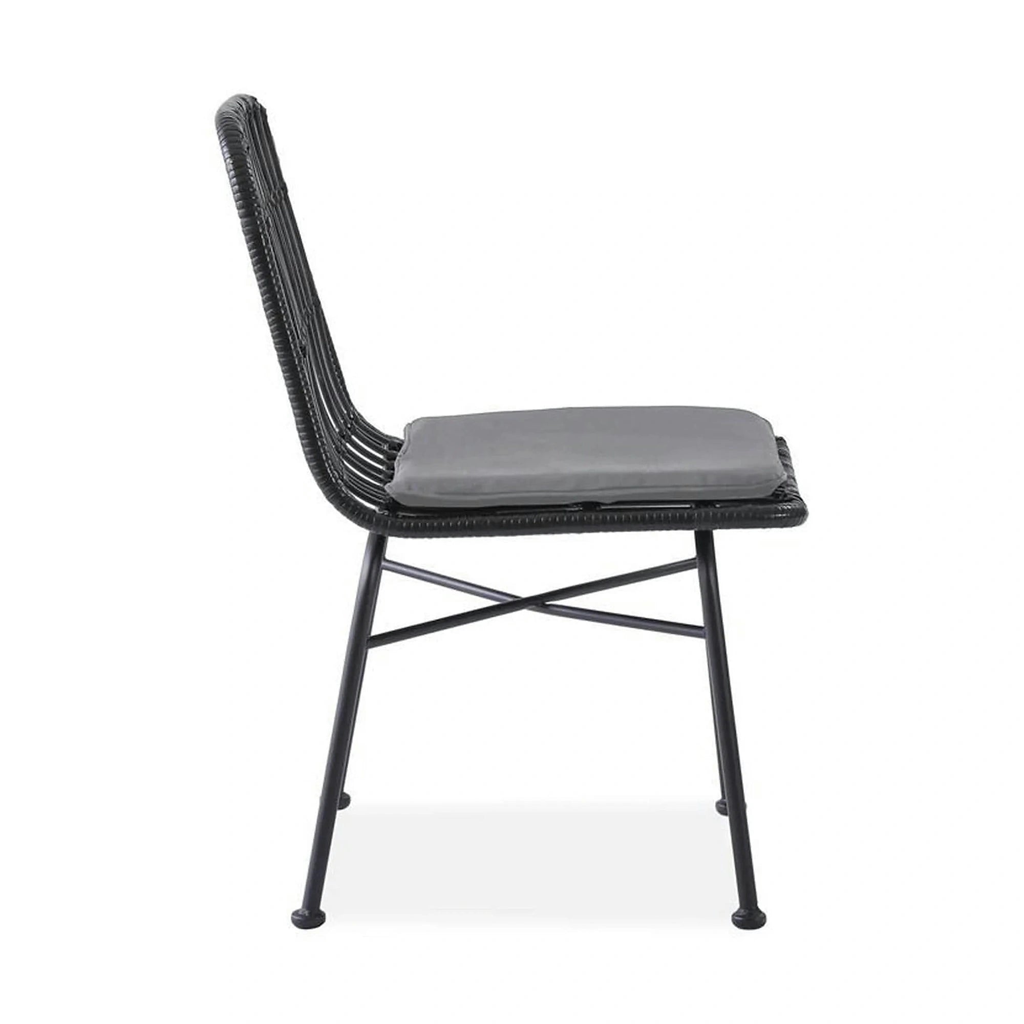 Scaun de gradina K401, gri/negru, rattan sintetic/otel, 47x45x85x43 cm