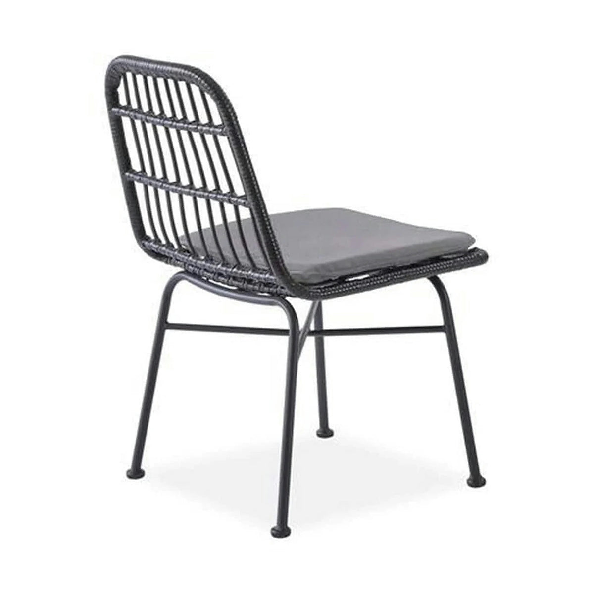 Scaun de gradina K401, gri/negru, rattan sintetic/otel, 47x45x85x43 cm