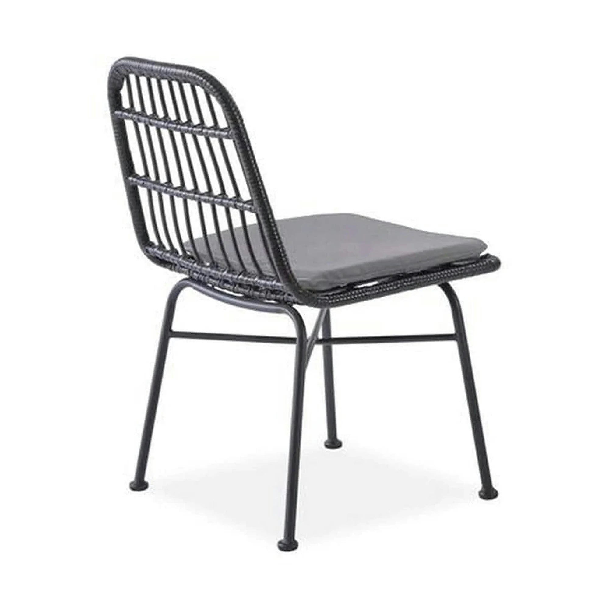 Scaun de gradina K401, gri/negru, rattan sintetic/otel, 47x45x85x43 cm