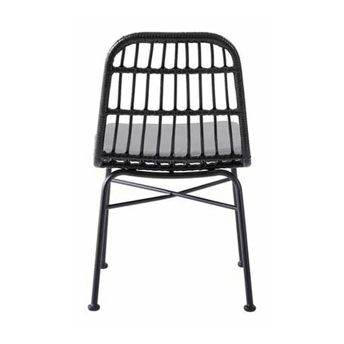 Scaun de gradina K401, gri/negru, rattan sintetic/otel, 47x45x85x43 cm