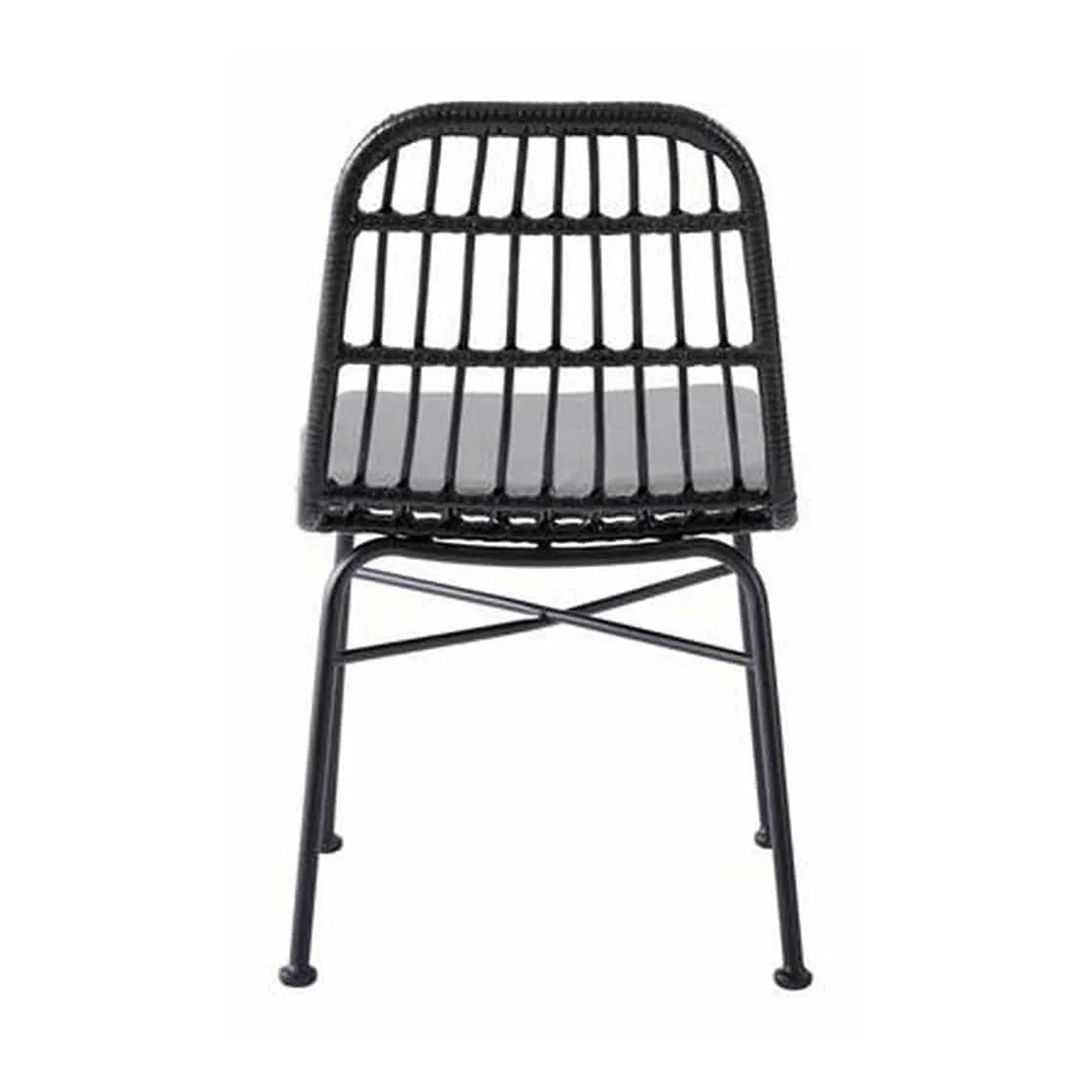 Scaun de gradina K401, gri/negru, rattan sintetic/otel, 47x45x85x43 cm
