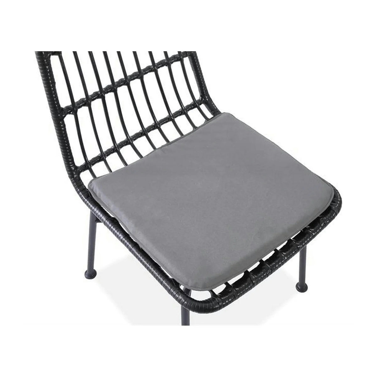 Scaun de gradina K401, gri/negru, rattan sintetic/otel, 47x45x85x43 cm