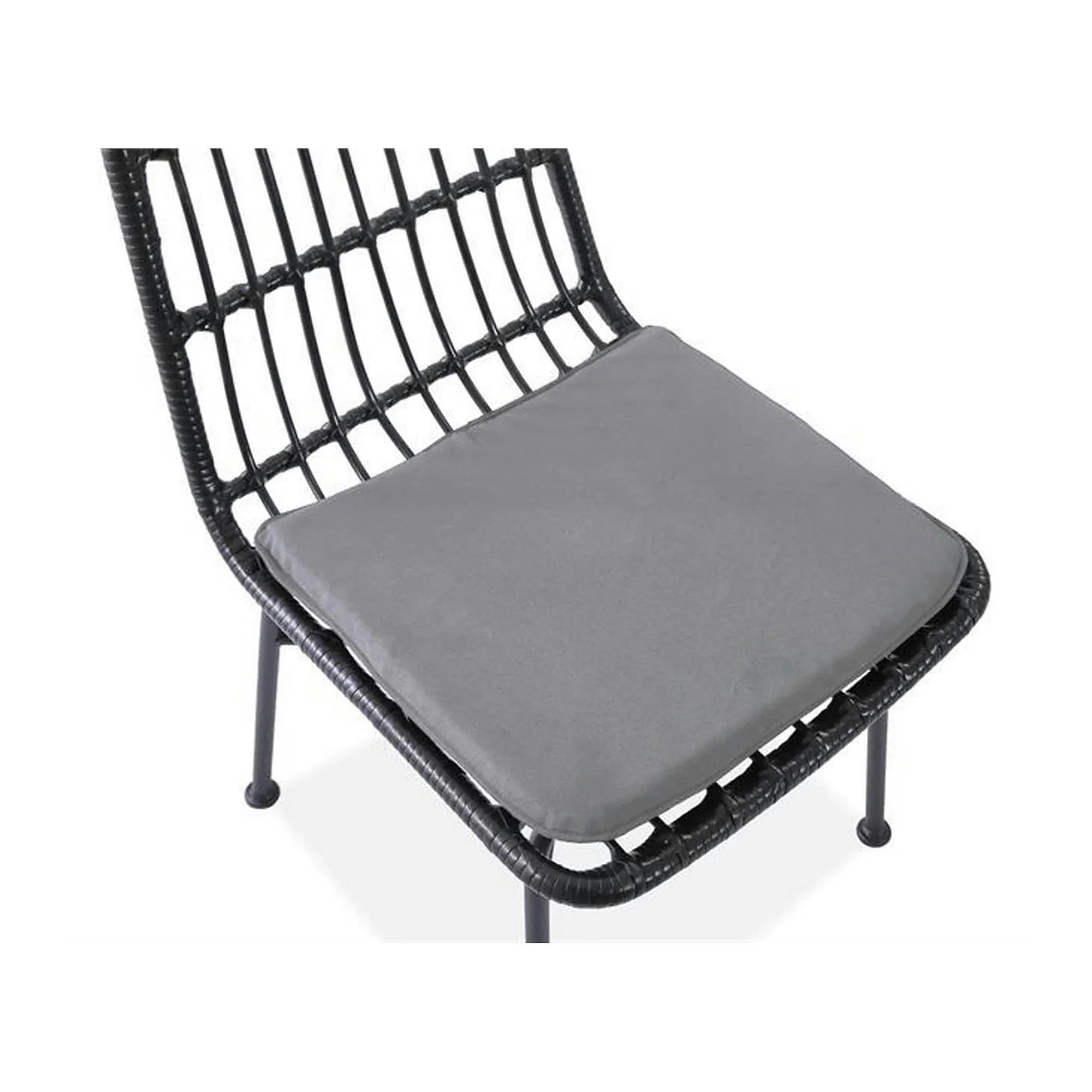 Scaun de gradina K401, gri/negru, rattan sintetic/otel, 47x45x85x43 cm