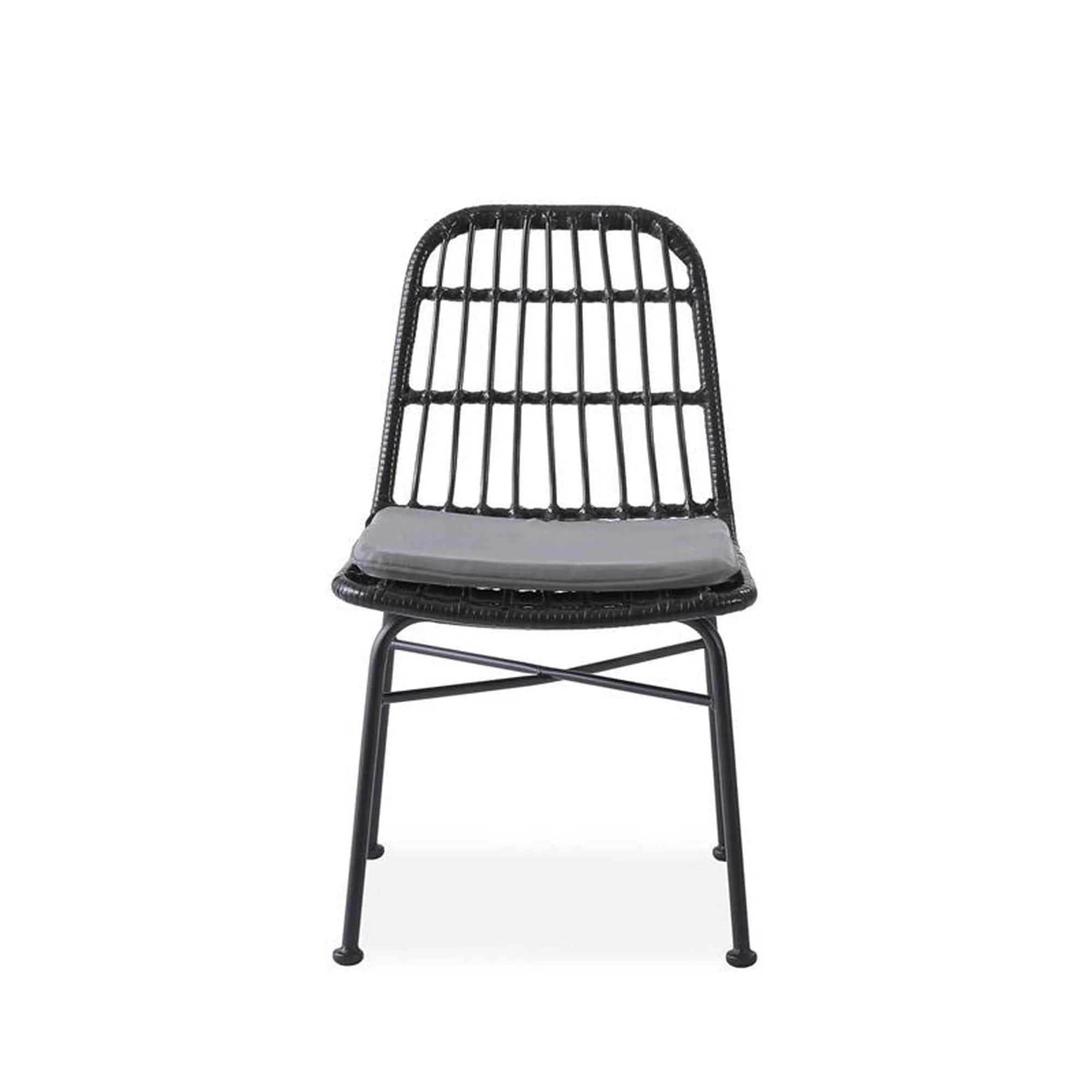 Scaun de gradina K401, gri/negru, rattan sintetic/otel, 47x45x85x43 cm