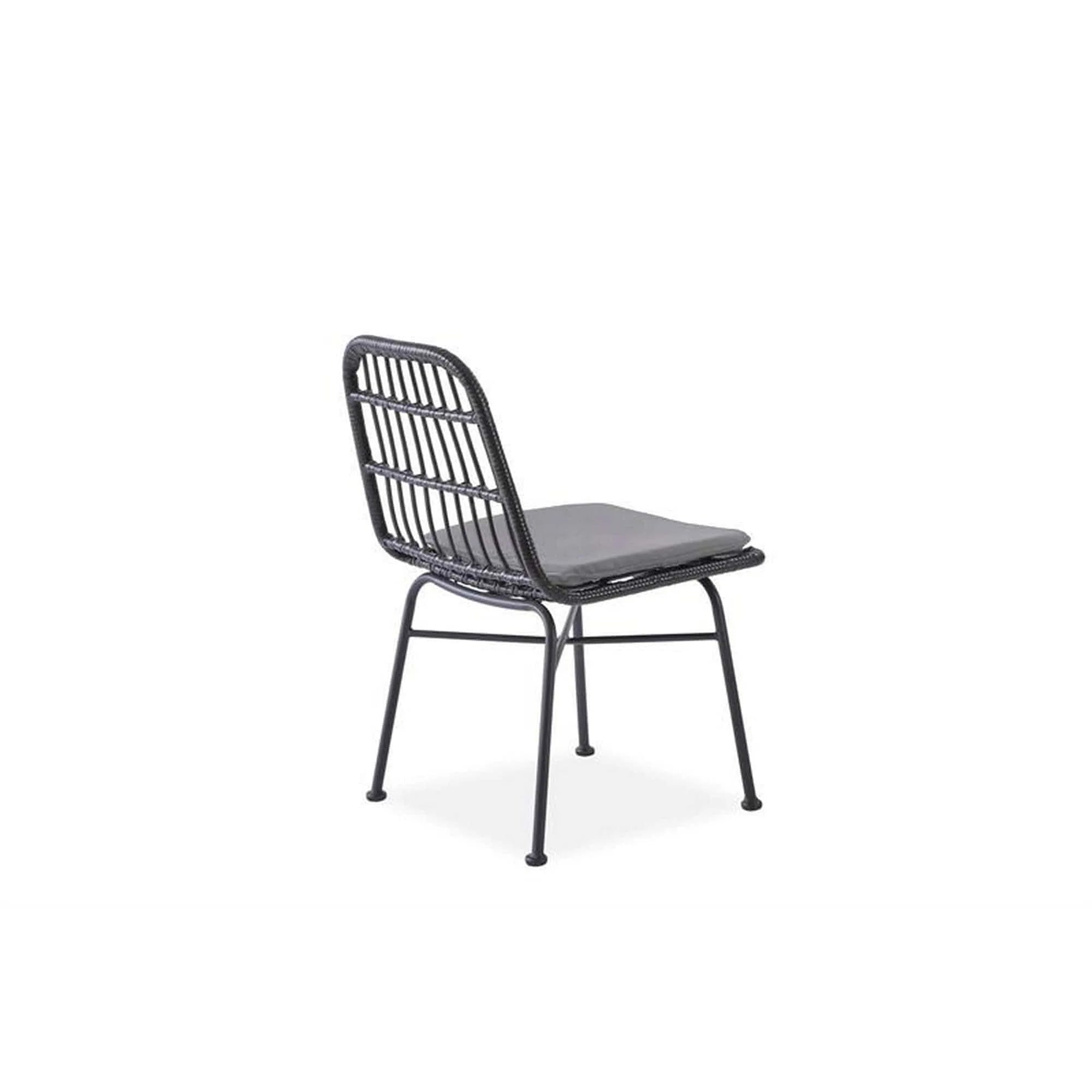 Scaun de gradina K401, gri/negru, rattan sintetic/otel, 47x45x85x43 cm