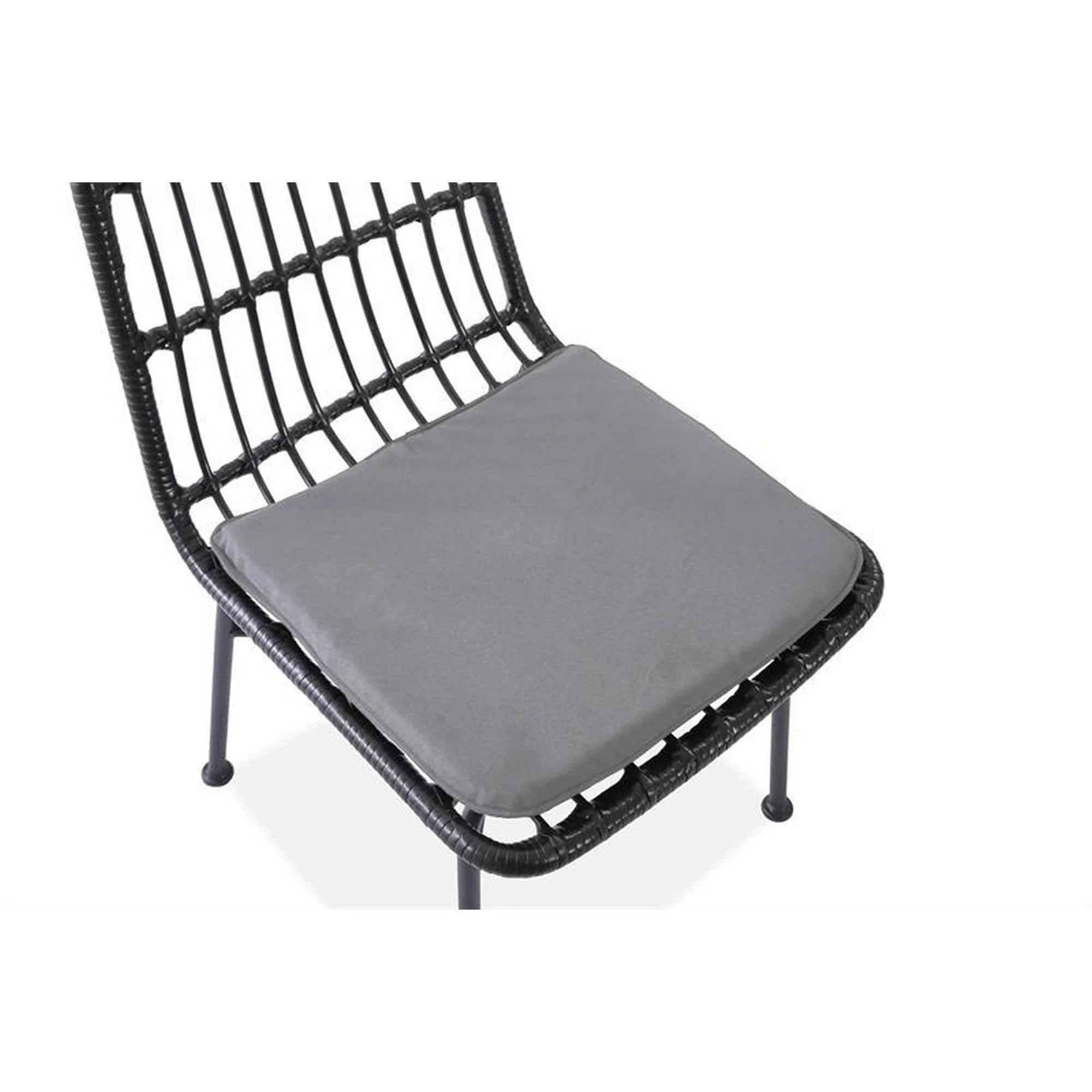 Scaun de gradina K401, gri/negru, rattan sintetic/otel, 47x45x85x43 cm