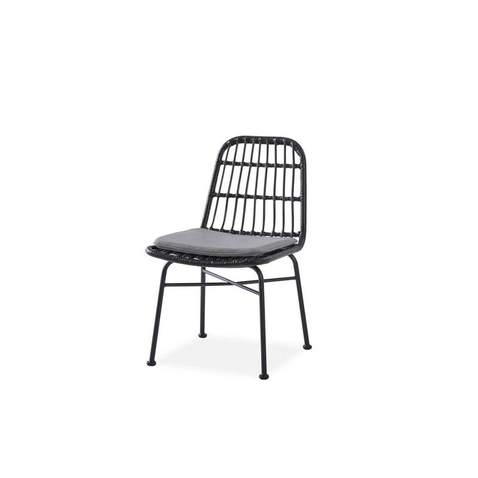 Scaun de gradina K401, gri/negru, rattan sintetic/otel, 47x45x85x43 cm
