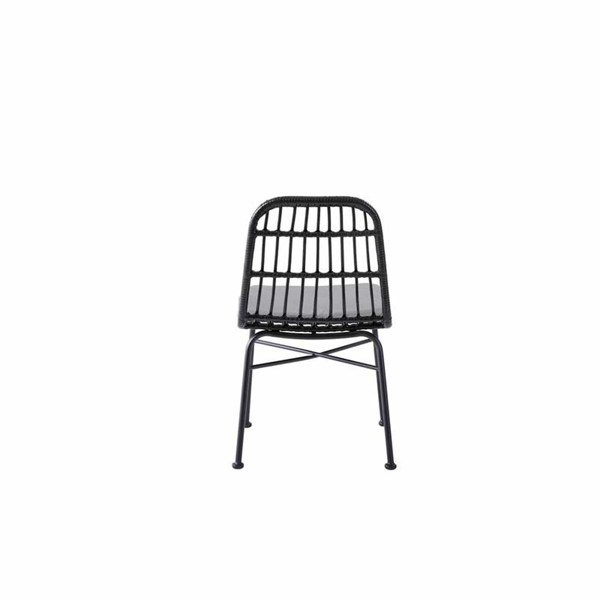 Scaun de gradina K401, gri/negru, rattan sintetic/otel, 47x45x85x43 cm