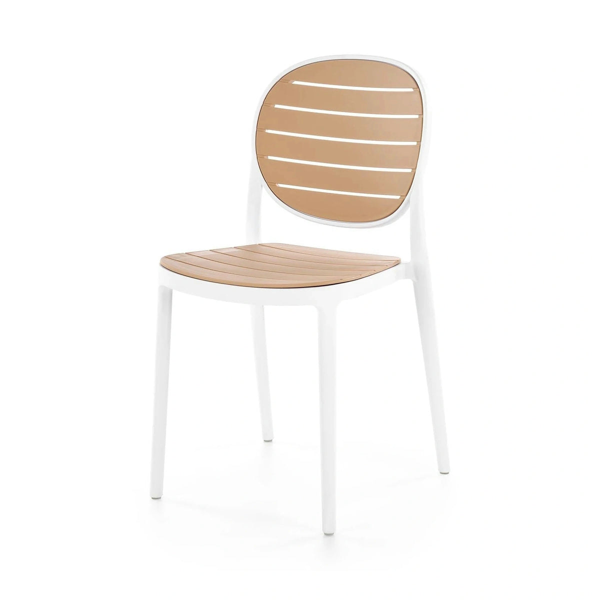 Scaun de gradina K529, stejar/alb, polipropilena, 42x51x83 cm