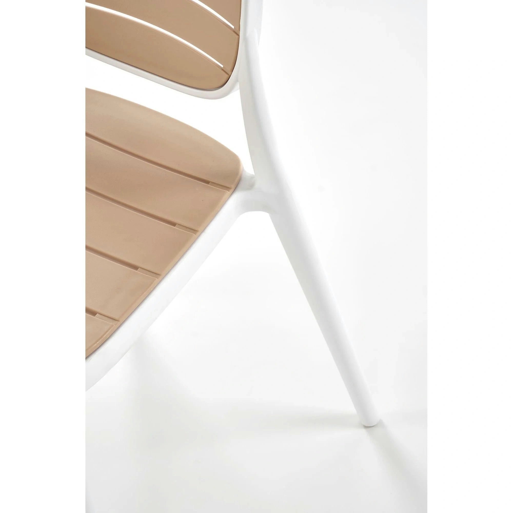 Scaun de gradina K529, stejar/alb, polipropilena, 42x51x83 cm