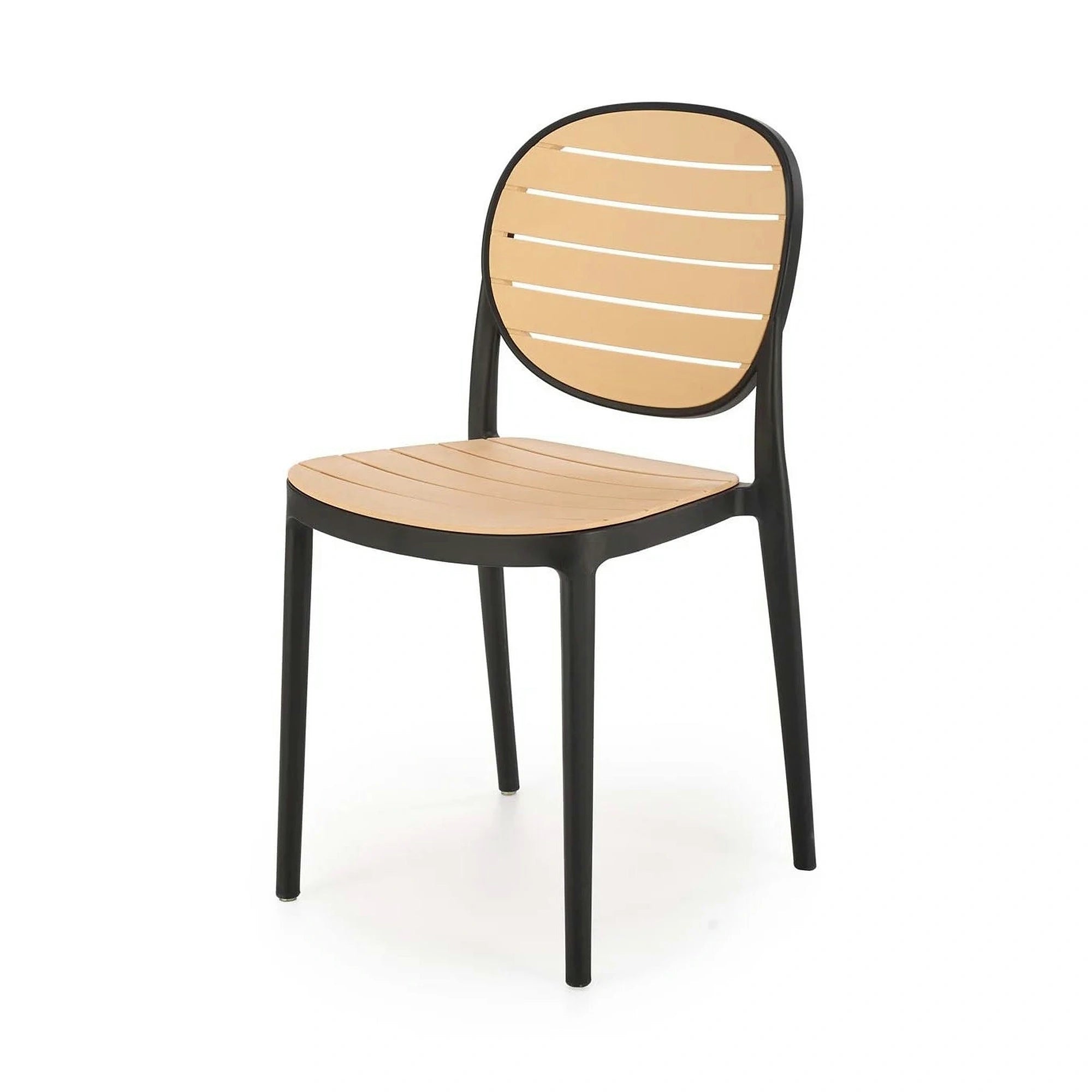 Scaun de gradina K529, stejar/negru, polipropilena, 42x51x83 cm