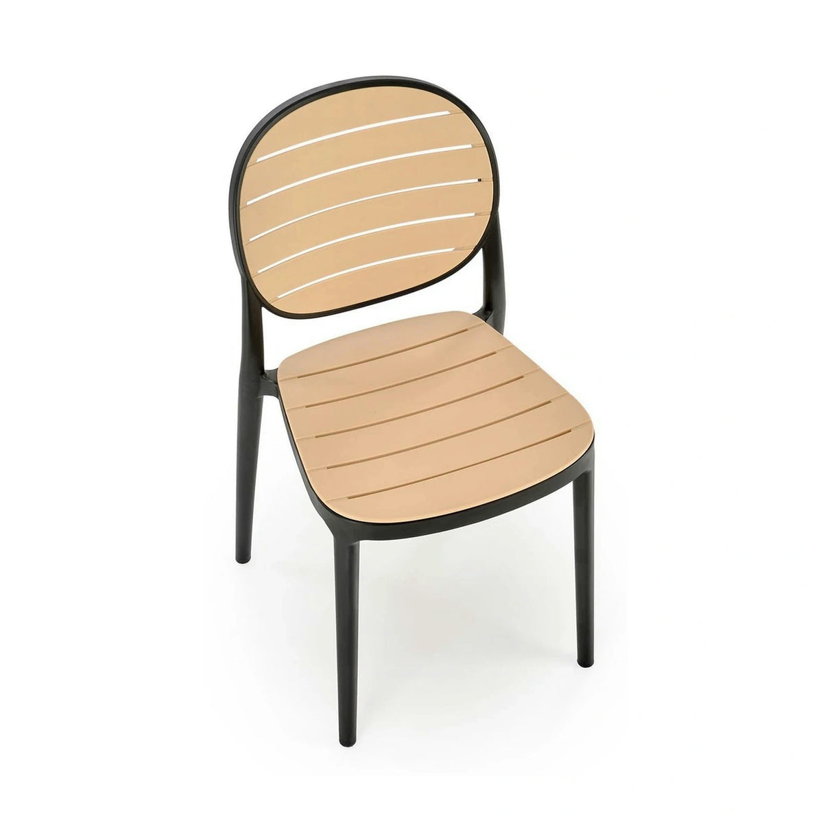 Scaun de gradina K529, stejar/negru, polipropilena, 42x51x83 cm