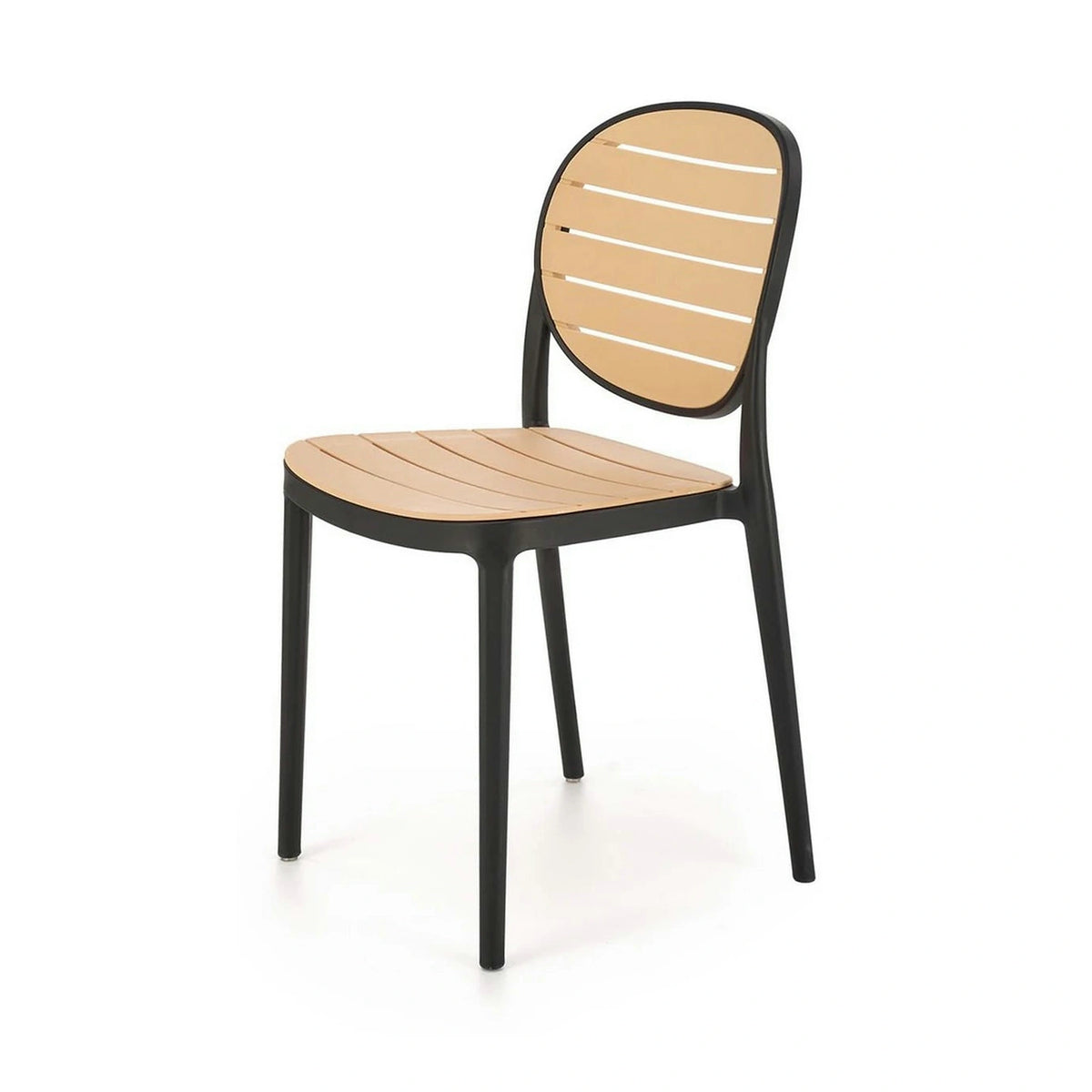 Scaun de gradina K529, stejar/negru, polipropilena, 42x51x83 cm