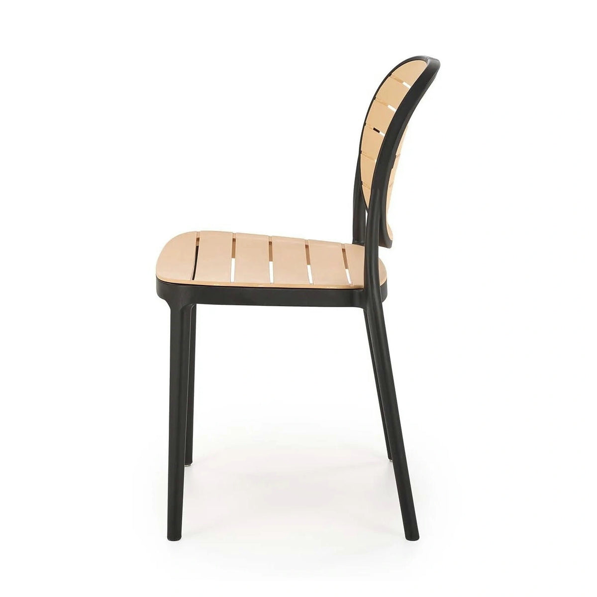 Scaun de gradina K529, stejar/negru, polipropilena, 42x51x83 cm
