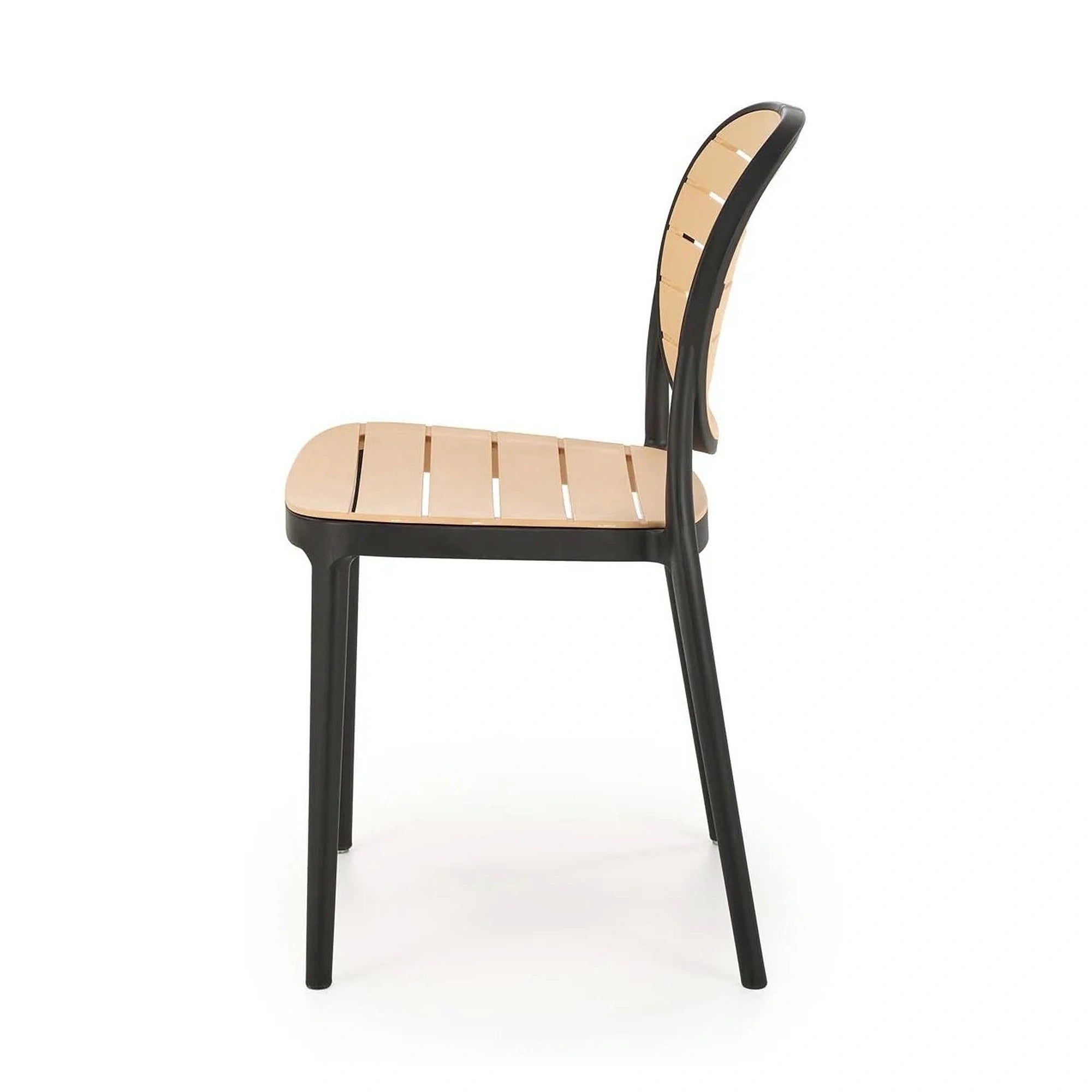Scaun de gradina K529, stejar/negru, polipropilena, 42x51x83 cm