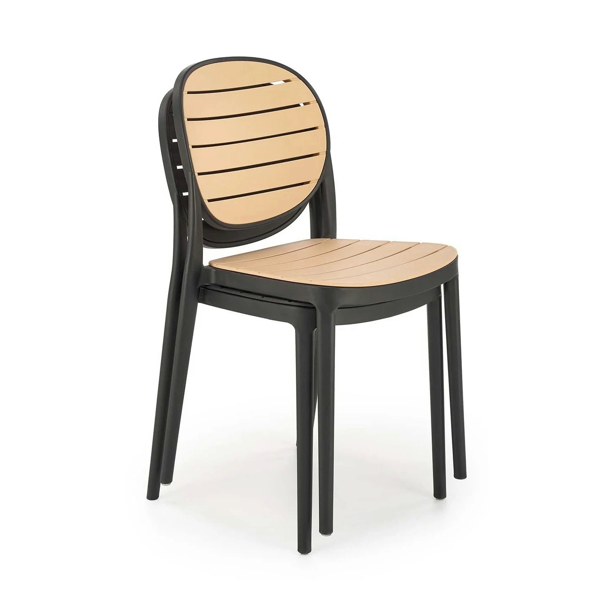 Scaun de gradina K529, stejar/negru, polipropilena, 42x51x83 cm