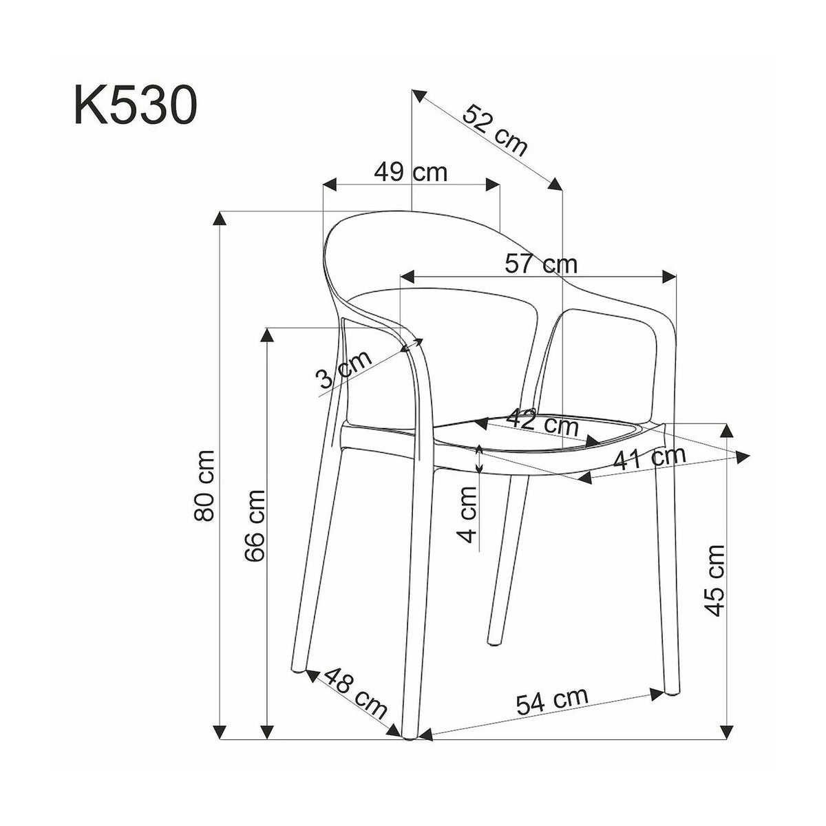 Scaun de gradina K530, stejar/alb, polipropilena, 57x52x80 cm