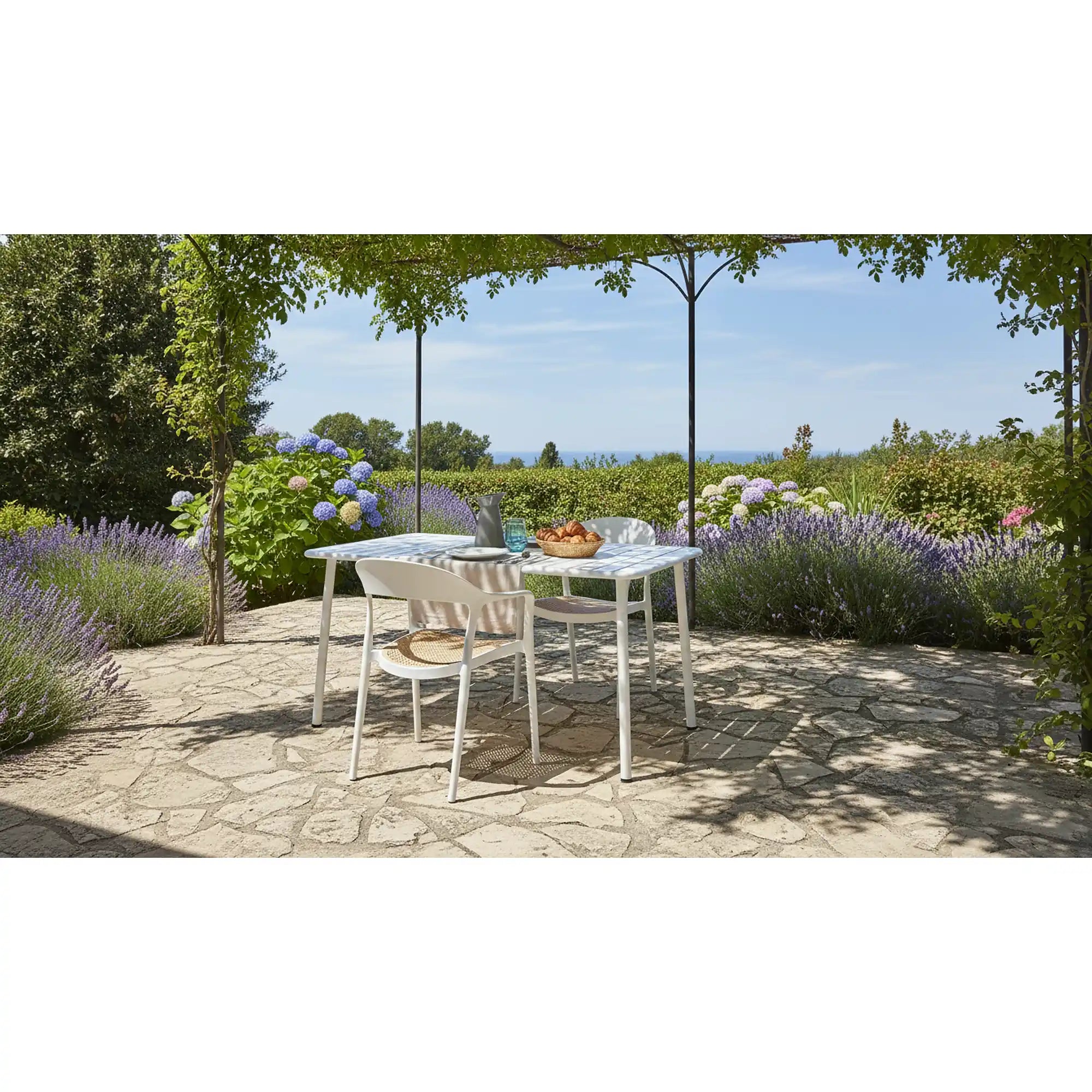Scaun de gradina K530, stejar/alb, polipropilena, 57x52x80 cm