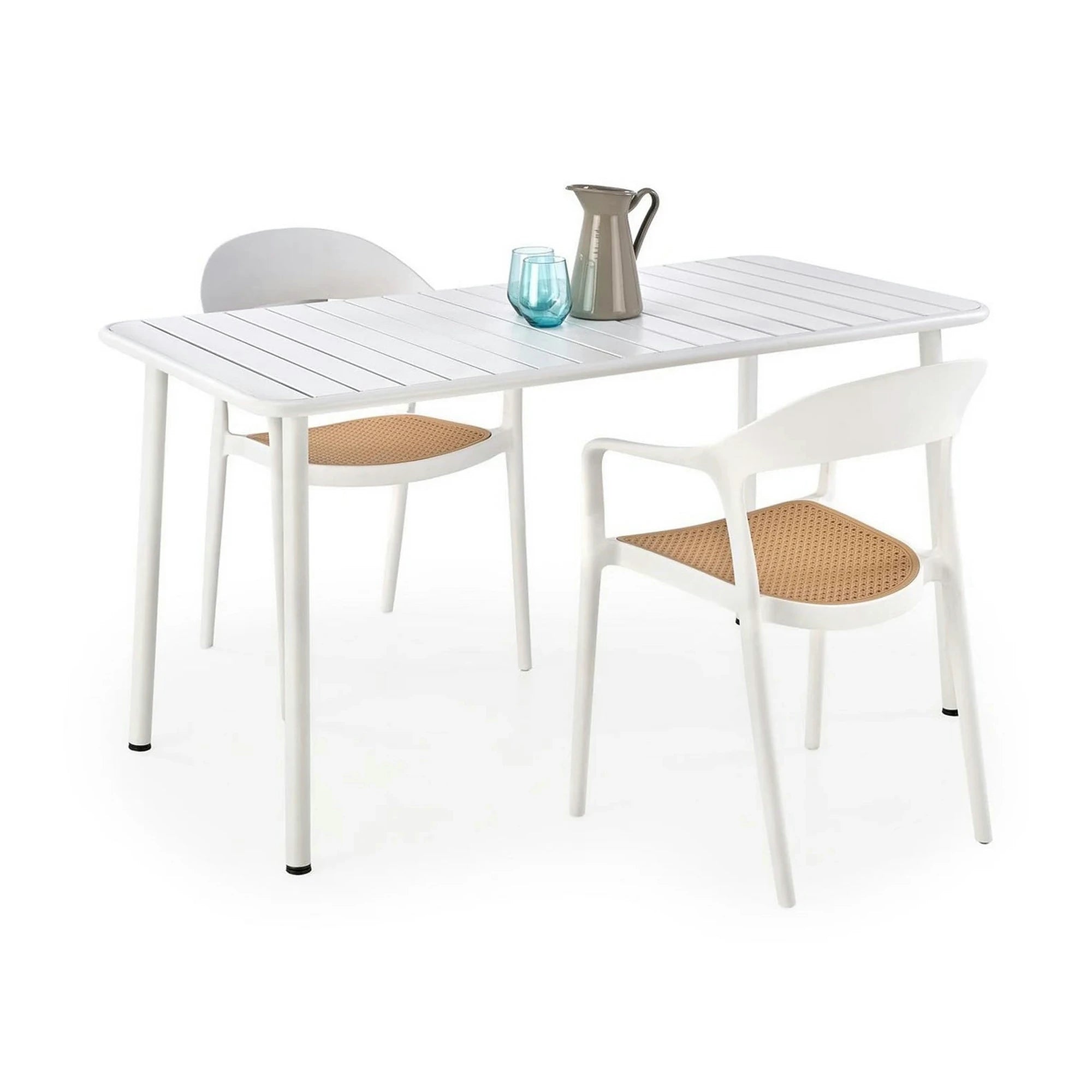 Scaun de gradina K530, stejar/alb, polipropilena, 57x52x80 cm