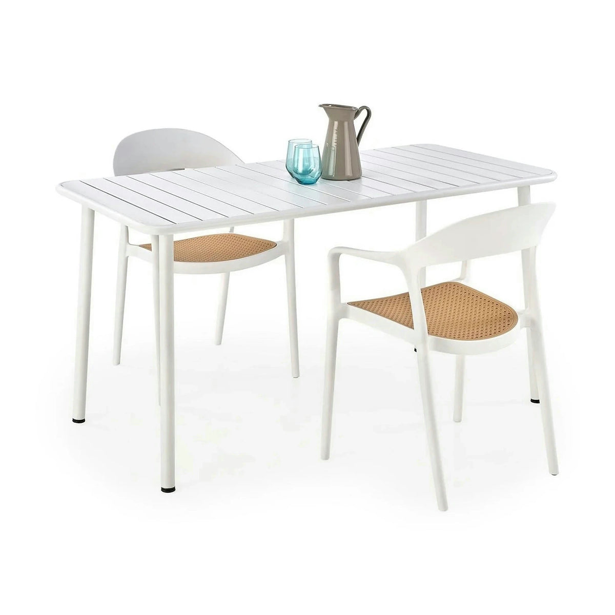 Scaun de gradina K530, stejar/alb, polipropilena, 57x52x80 cm