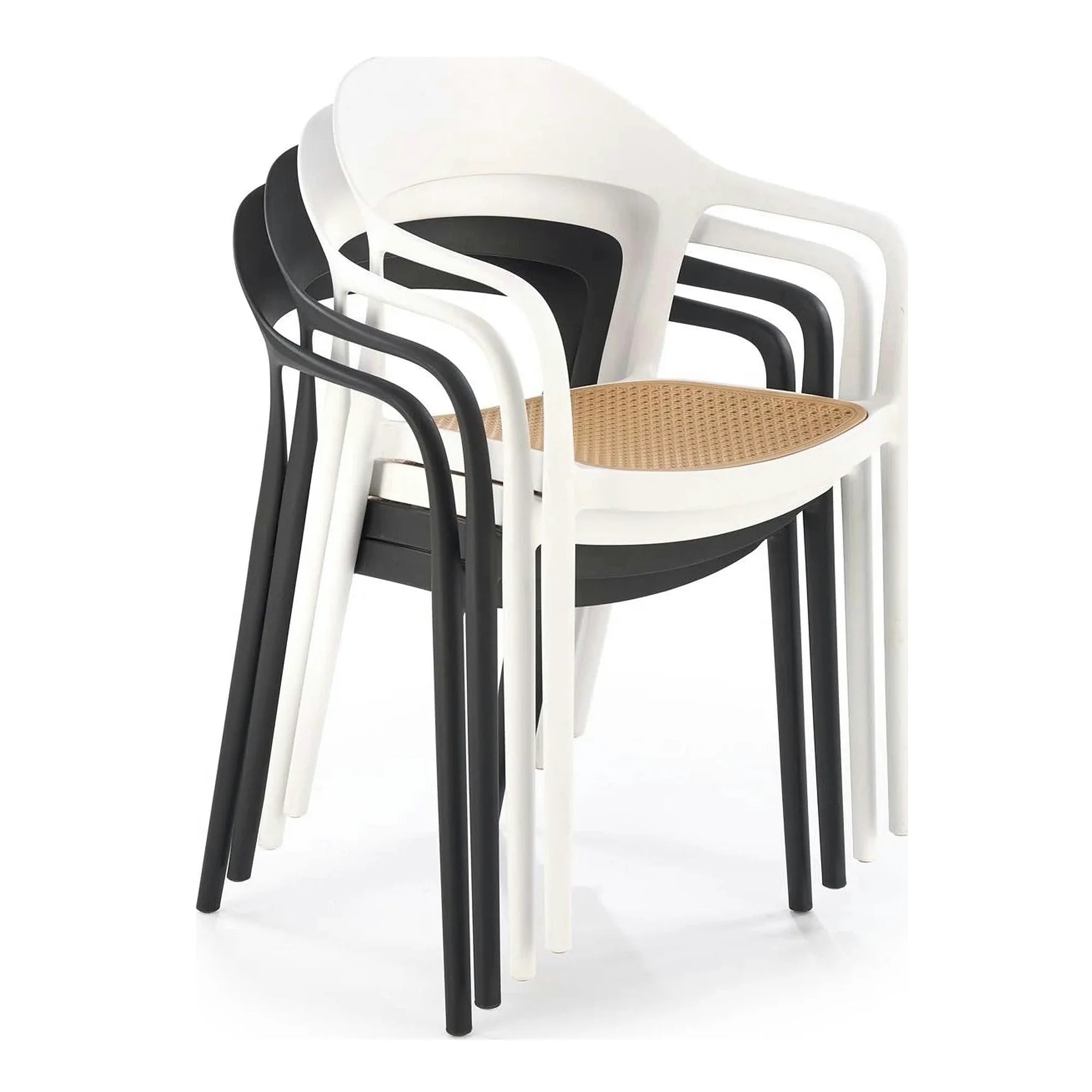 Scaun de gradina K530, stejar/negru, polipropilena, 57x52x80 cm