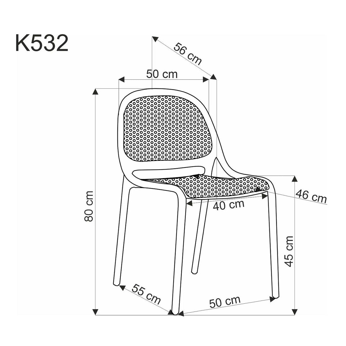 Scaun de gradina K532, grej, polipropilena, 50x56x80 cm